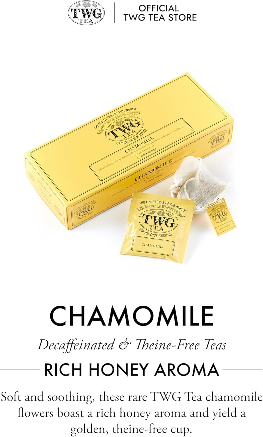TWG Tea | Chamomile | Herbal Tea | Decaffeinated & Theine-Free | 15 Hand Sewn Cotton Tea Bags | Giftset