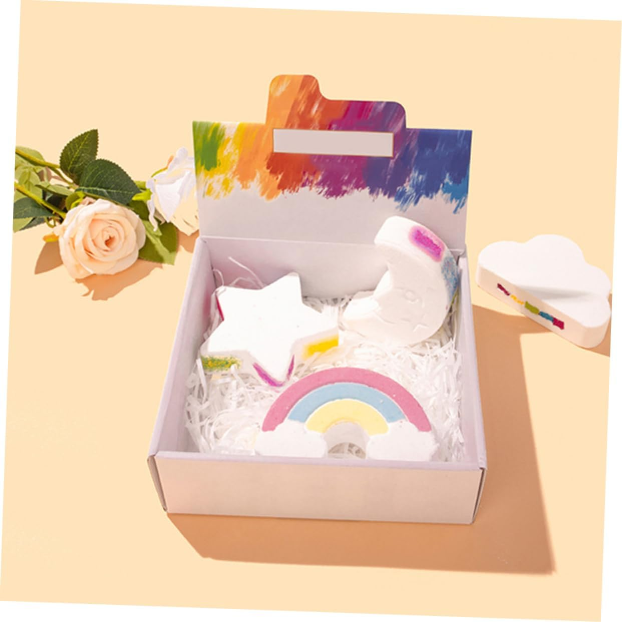 KOMBIUDA 4Pcs Cute Rainbow Bath Salt Essential Oil for Relaxing Shower Moisturizing Bathing Salt for Smooth Skin for Self-Care and Relaxation image number 3