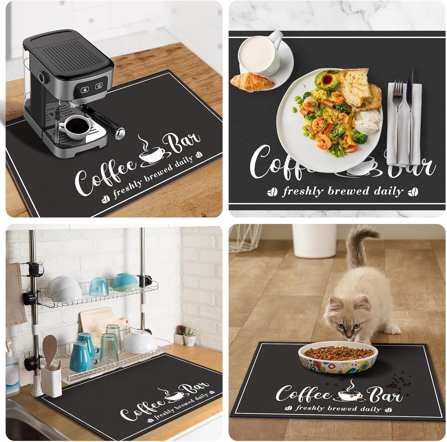 HOLADAWN Non-Slip Coffee Machine Mat, Absorbent Dish Drying Mat for Coffee Bar & Kitchen Counter Accessories image number 6