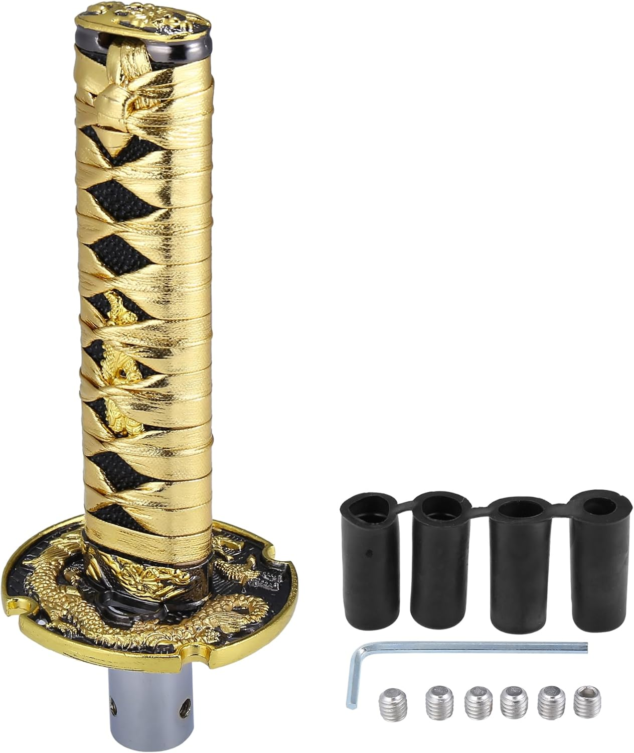 X AUTOHAUX 15Cm Samurai Sword Gear Shifter Lever Katana Shift Knob Classic Braided Pattern for Manual Automatic Shifter Blue White