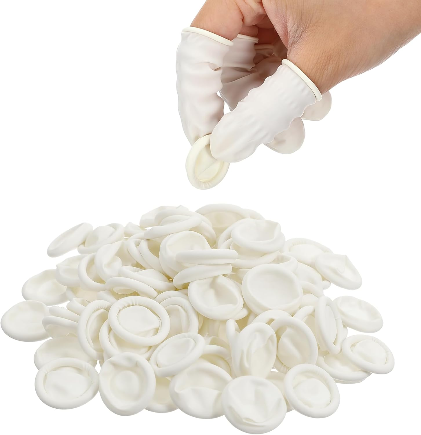 Pack of 100 Latex Finger Cots Finger Protection, Finger Cots Bandage Finger Caps, Antistatic Finger Covers, Latex Finger ​Cot,Latex Nail Cover, for Tattoo, Beauty, Cosmetics, Cleaning, Jewellery image number 3