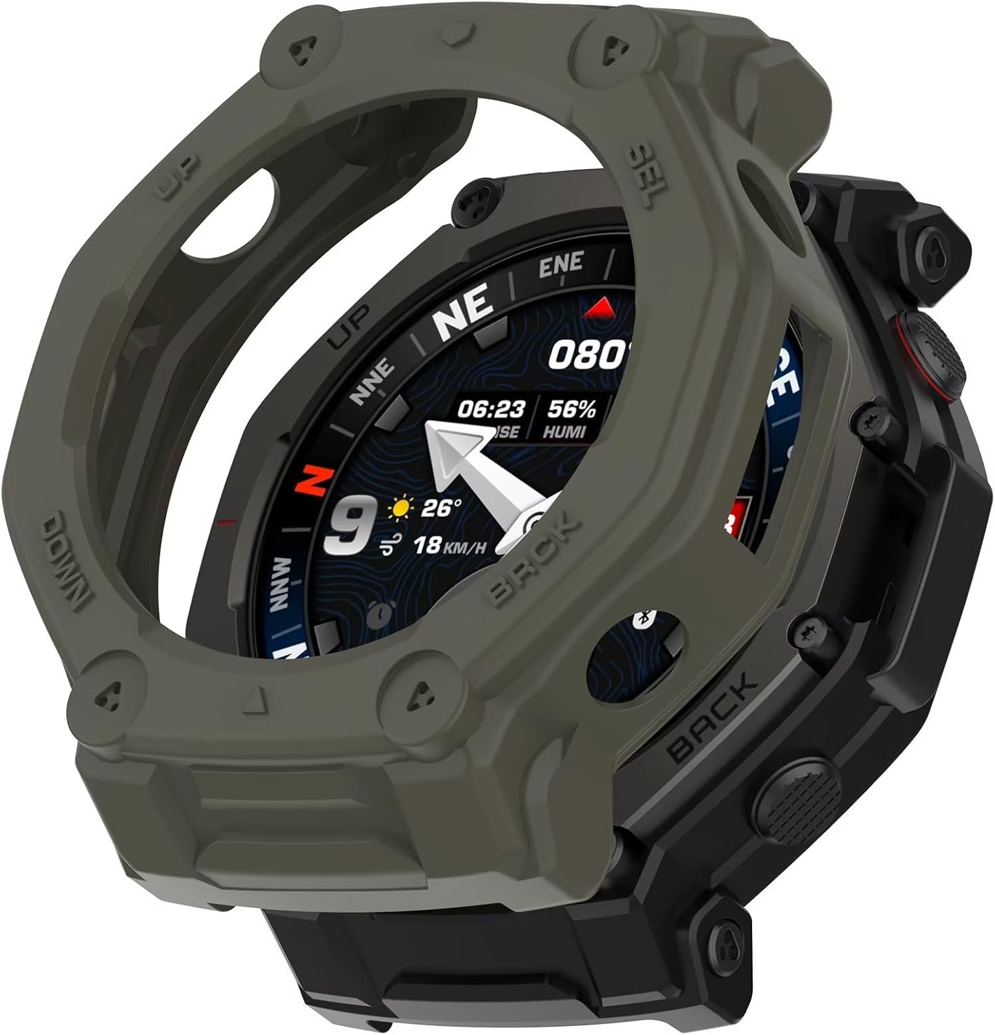 FTRONGRT Case Compatible with Amazfit T-Rex 3 Pro 48 Mm, Soft, Scratch-Resistant, Hollow TPU Protective Case, Jungle Green