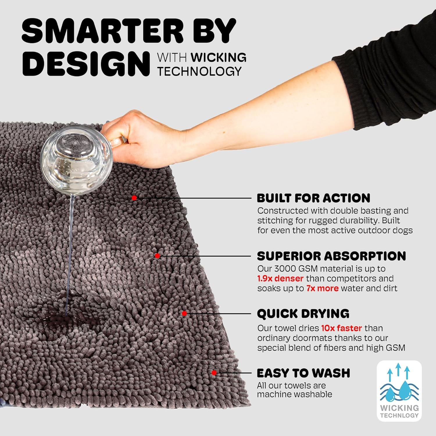 Dog Gone Smart Dirty Dog Doormat Runner, Grey image number 5