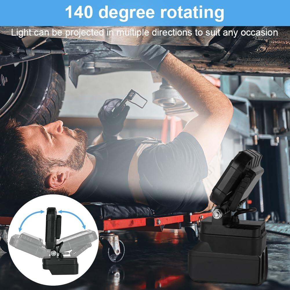 AUAUY Rechargeable Led Light for Makita Battery 18V, 72W Work Light, 5400LM, Wireless Projector with Two USB Charging Ports, for Garage, Building, Repair, Emergency (No Battery) image number 5