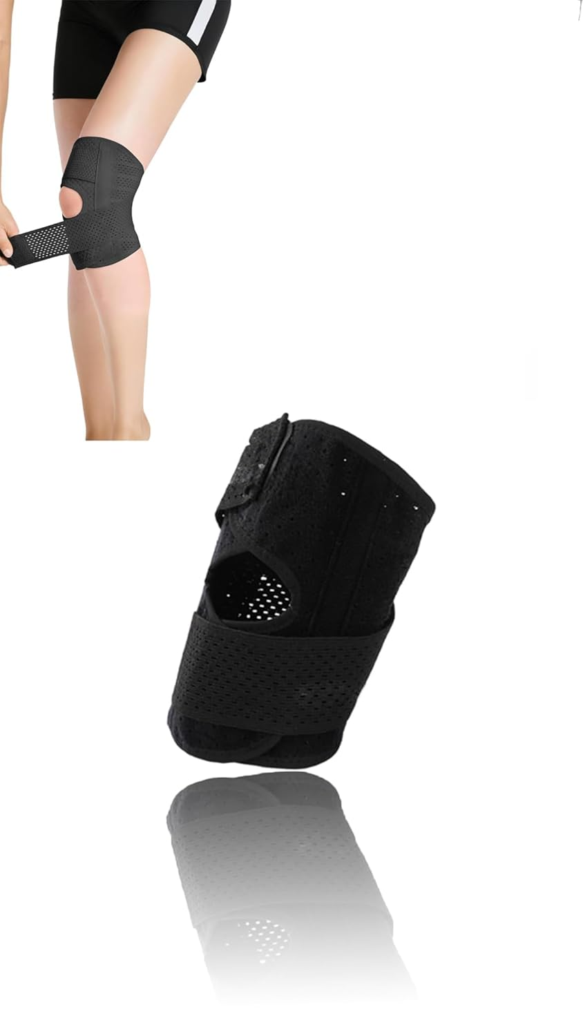 Honwor Breathable Knee Brace with Side Stabilizers - Relief for Meniscus Tear, ACL, Arthritis, and Joint Pain. Adjustable Support for Sports Injuries - Men and Women One Pcs|Black|Right.