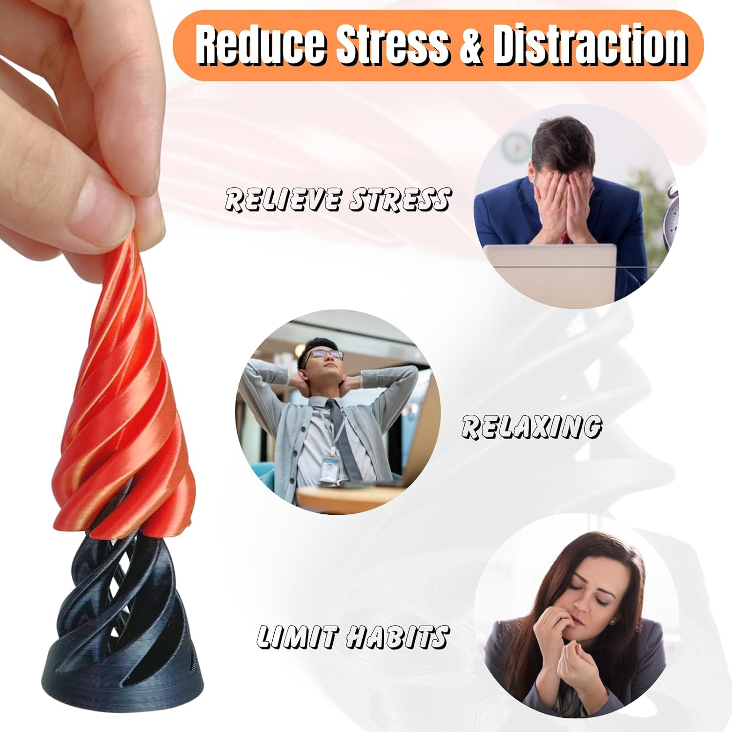 Impossible Pyramid Passthrough Sculpture, Pass through Pyramid Fidget Toy 3D Printed Spiral Cone Fidget Toy, Mini Vortex Thread Illusion, Desktop Deco Souvenir Gift Mini Stress Relief Desk Toy image number 5