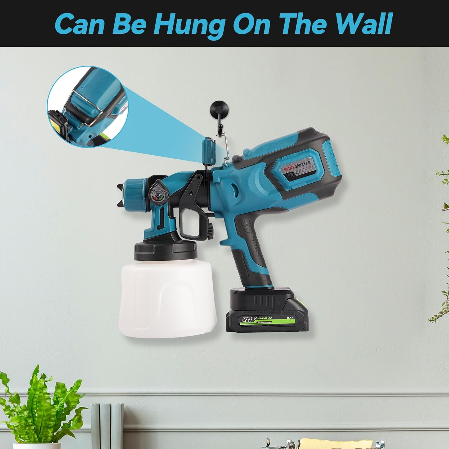 Paint Spray Gun &ndash; Paint Sprayer with 1400Ml Tank, 5 Nozzles, 5 Spray Pattern, Easy-To-Clean Electric Paint Sprayer for House, Furniture, Wall, Cabinet, Door, Garden Fence, Car, DIY image number 6