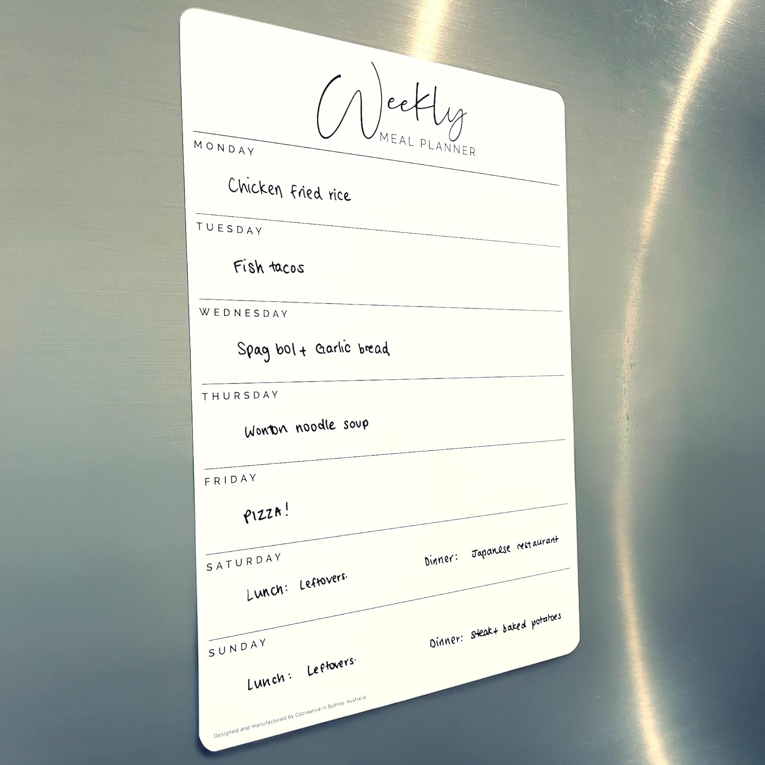 Magnetic Weekly Meal Planner for Fridge & Whiteboard Marker - A4 Planner by Cocreative Design
