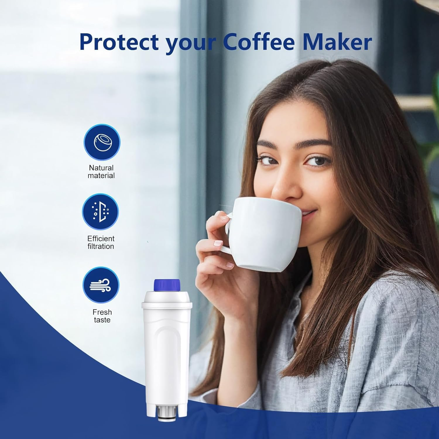 4 Pcs Replacement Water Filter for Delonghi Coffee Machine, DSLC002 Filter for De'Longhi Magnifica Evo, Dinamica, Eletta, ECAM, Esam, ETAM, Bco410/420, Ec680/800 image number 4