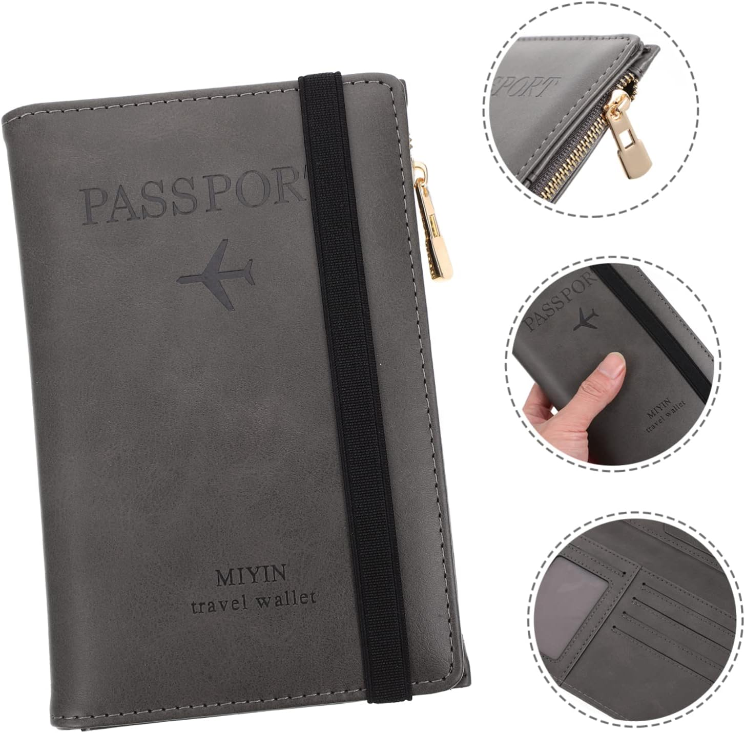 MAGICLULU Passport Bag Zipper RFID Cards Protective Cover Pu Material Suitable for Travel and Daily Use Keeps Your Passport and Cards Secure
