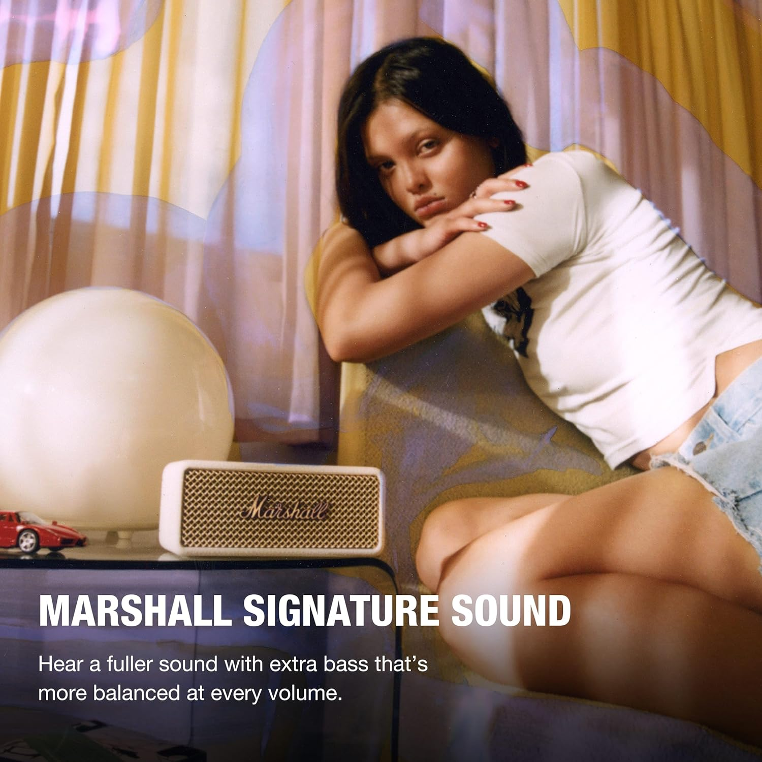 Marshall Emberton III Portable Bluetooth Speaker, Cream - Cream image number 3