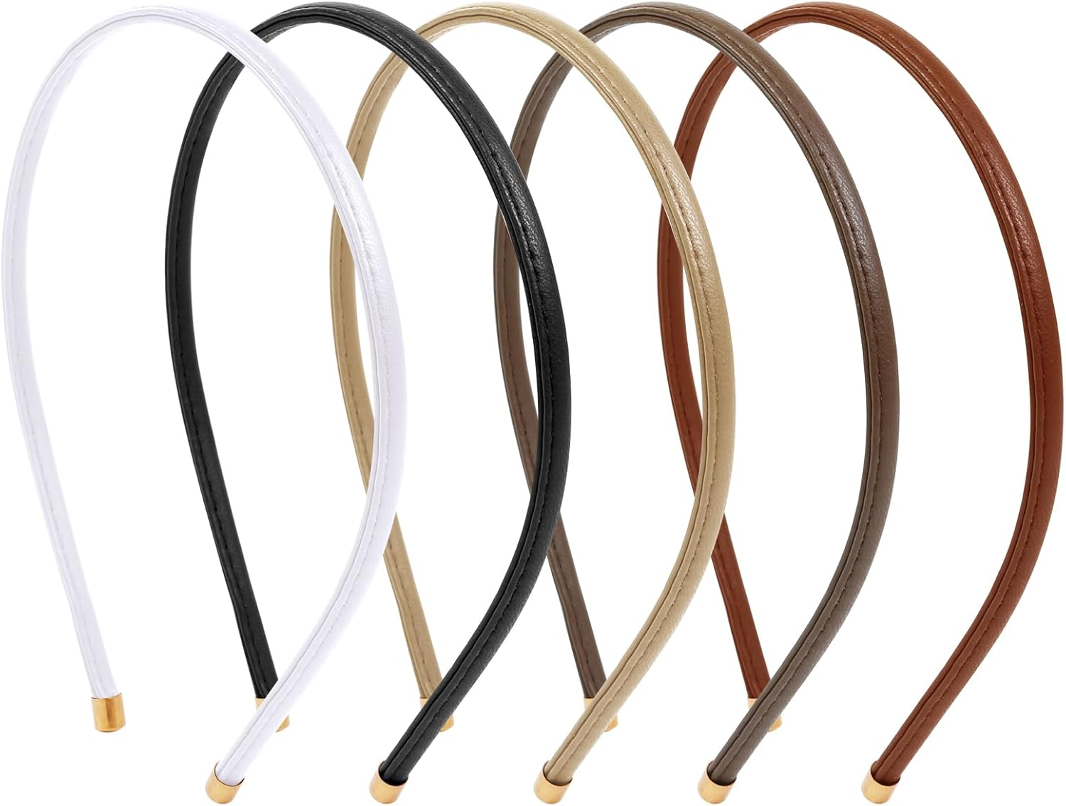 WOVOWOVO 5Pcs Thin Leather Headbands for Women Fashion Hair Bands for Women'S Hair Non Slip Black Brown Skinny Headbands Cute Accessories for Women