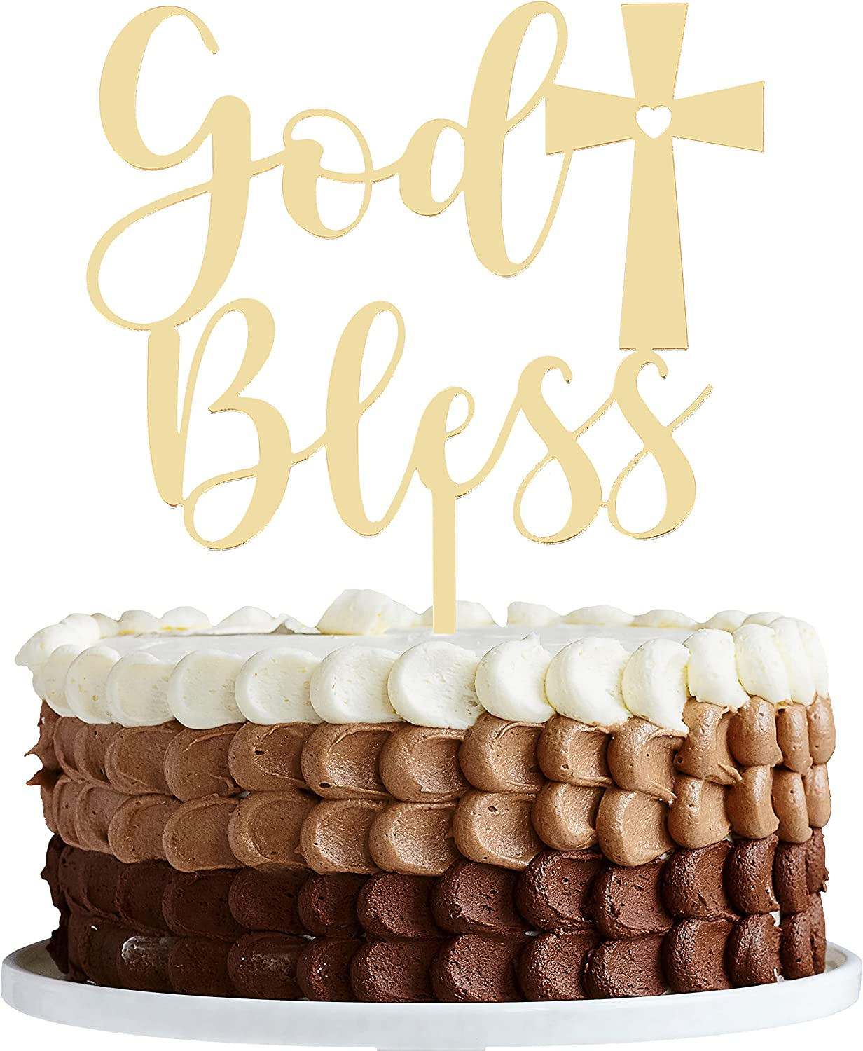 LOVENJOY Gift Boxed God Bless Cake Topper Gold Acrylic Mirror for Batism, First Communion, Confirmation or Christening image number 6
