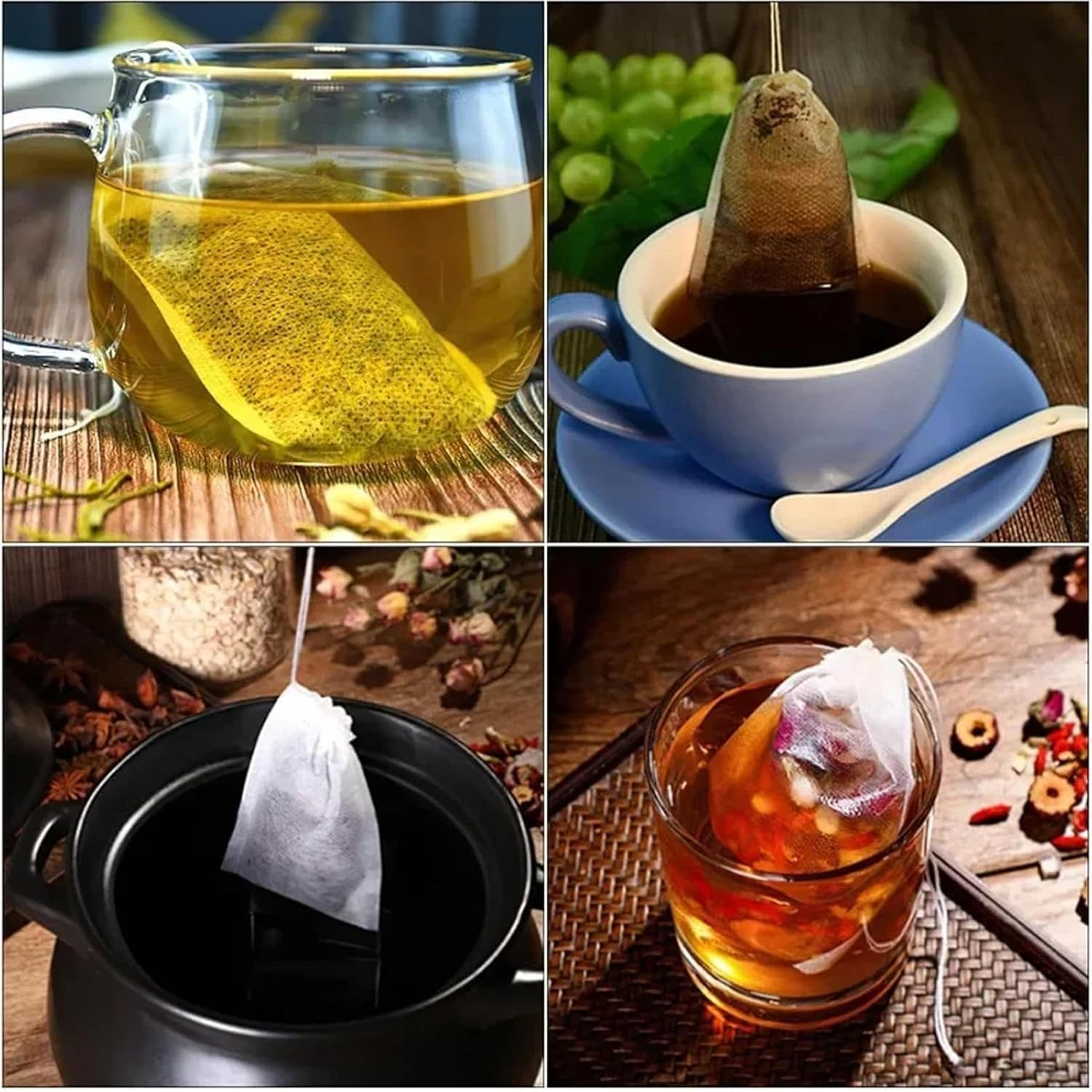 Empty Tea Bags with String | Non Woven Drawstring Hot Pot Buns for Loose Tea - Medicine Decoction Bag with Breathable Fine Mesh, Soft Multifunctional Foot Bath Bag for Tea Pochy - Drawstring 10*12Cm 100Pcs image number 7