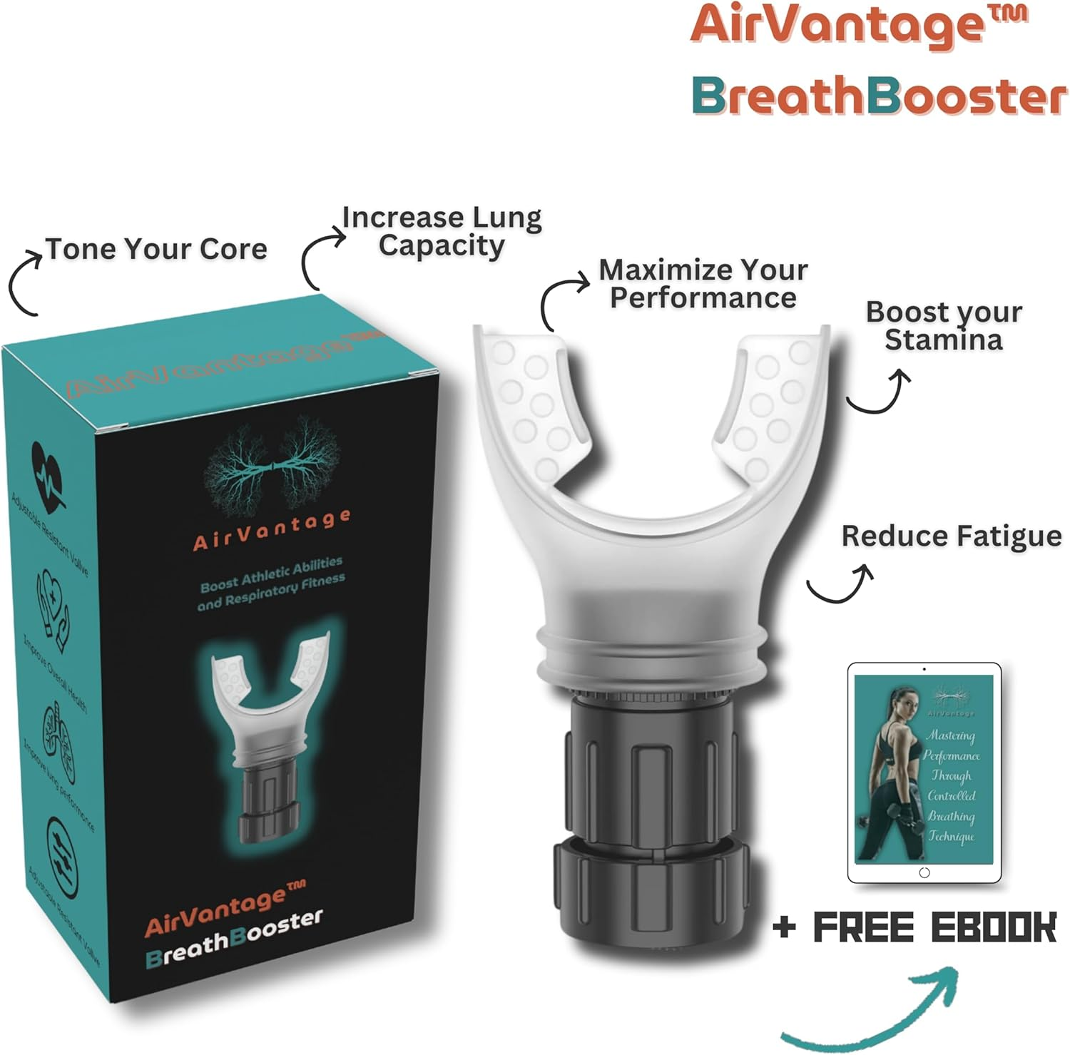 Airvantage Natural Breathing Exerciser Trainer for Drug-Free Respiratory Therapy │ Breathe Easier with Stronger Lungs │ Guided Ebook Included (White) image number 5