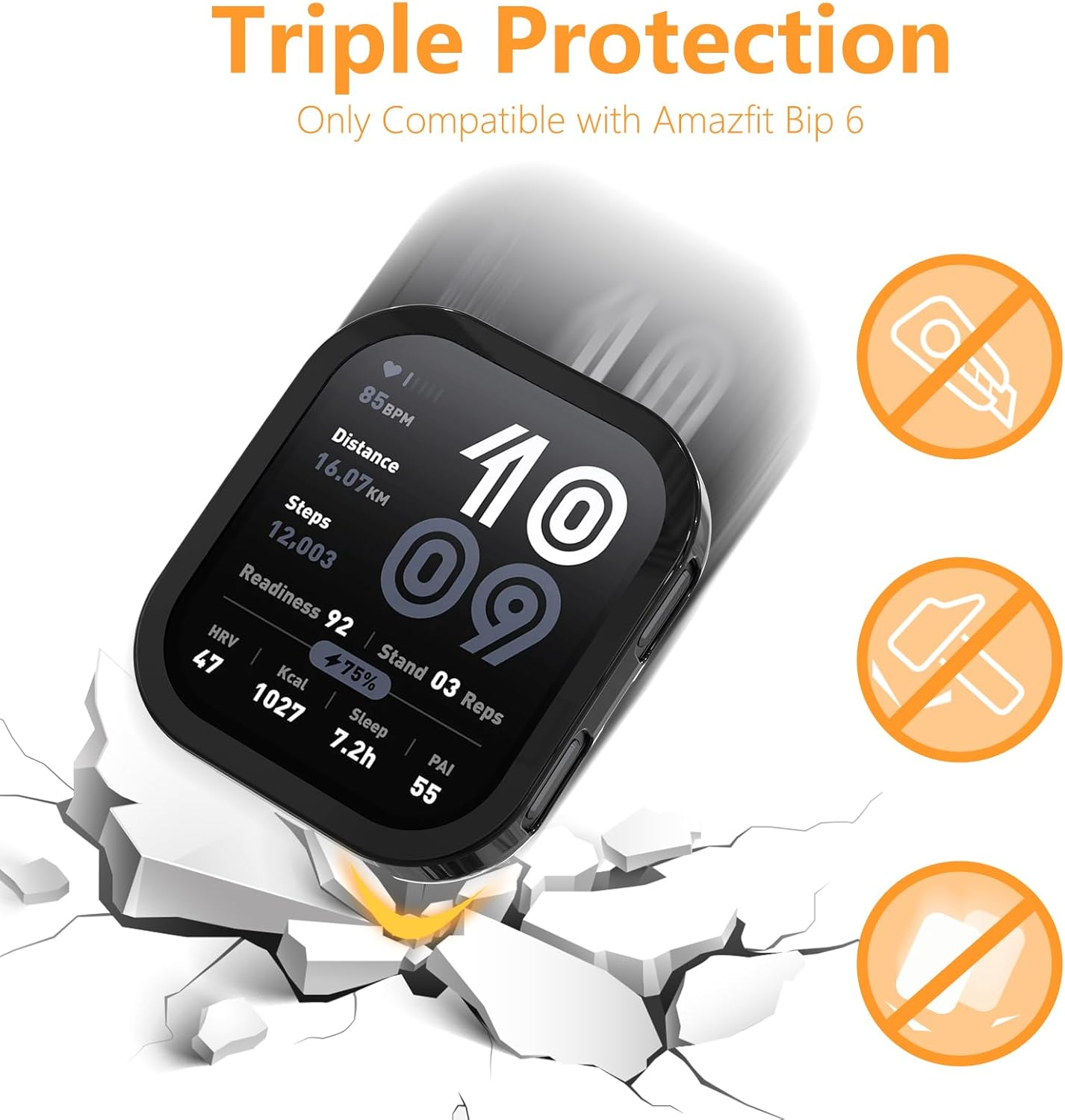 Hianjoo [5 Packs] Case Compatible with Amazfit Bip 6【Not for Bip 5】, Cover Protective Scratch-Resistant Soft TPU Lightweight Bumper Shell - Clear/Black/Silver/Rose Pink/Rose Gold