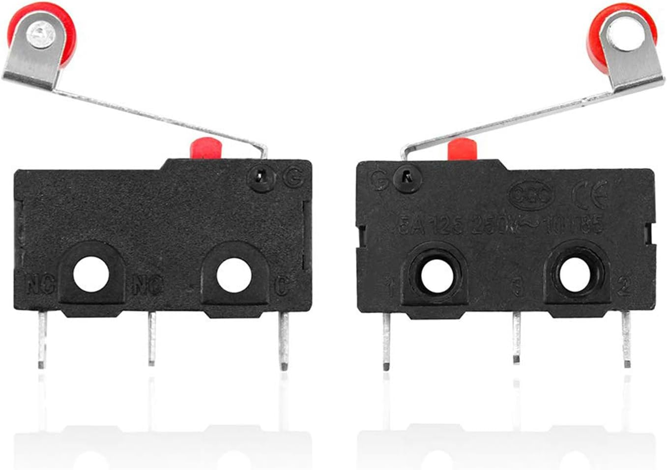 DIGISHUO 10Pcs Micro Limit Switch KW12-3 AC 250V 5A SPDT 1NO 1NC Micro Switch Normally Open Close Limit Switch with Roller Lever Arm Black (10Pcs KW12-3)