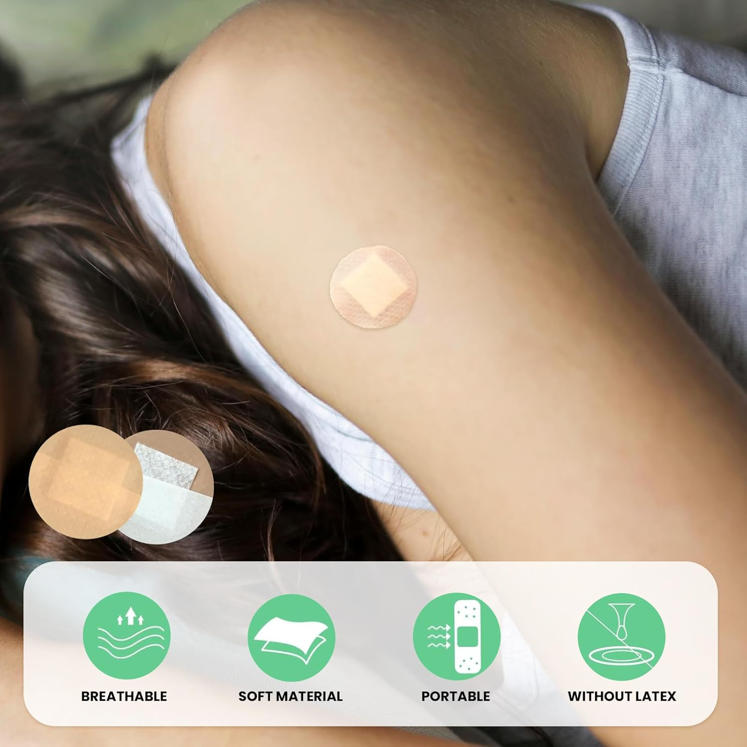 Round 100Pcs Tape Fabric Bandages Hemostasis Adhesive Plaster - Sacral Adhesive Tape with Waterproof for Sacral Tapes Care and Bandage Protection image number 1