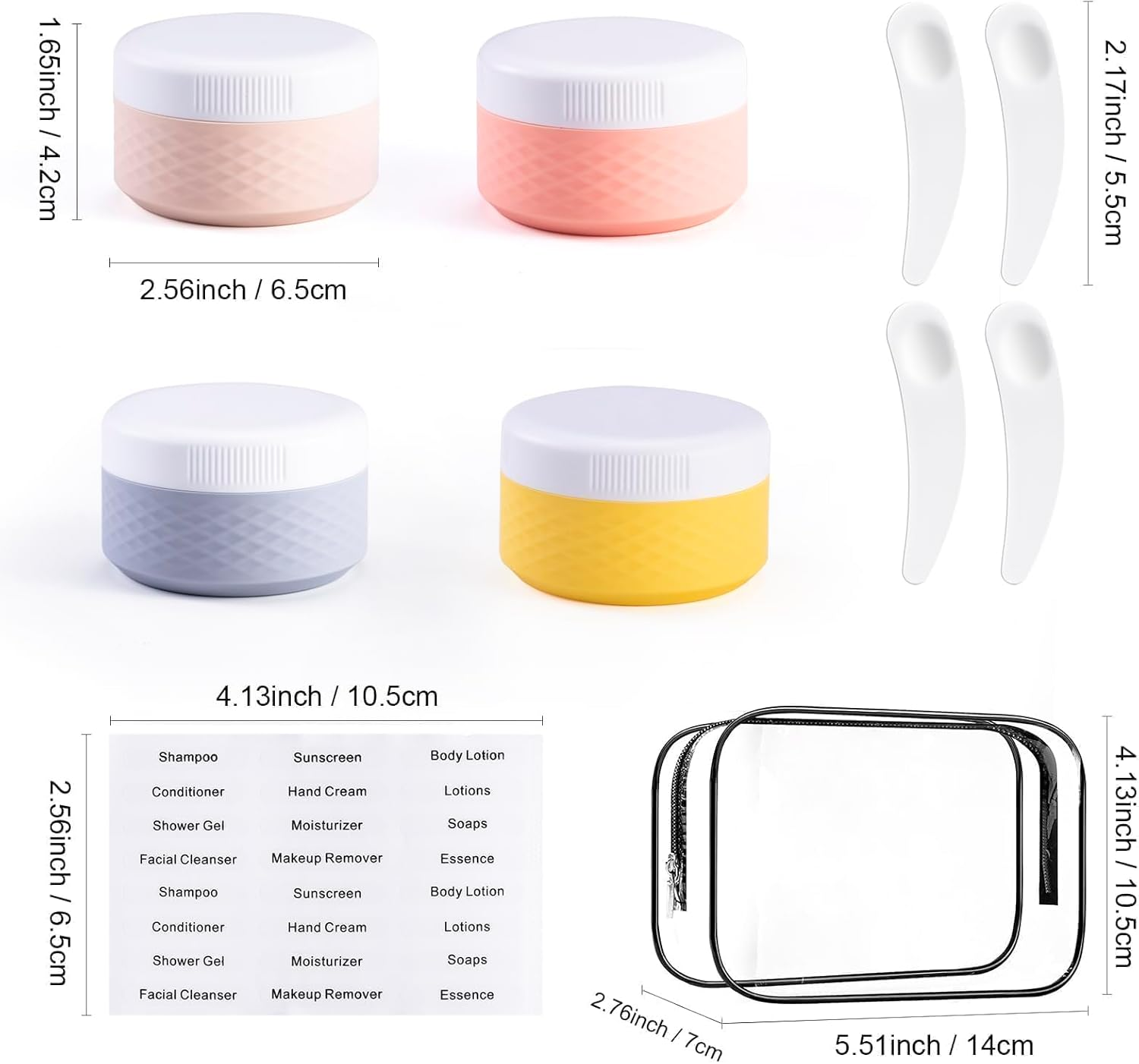 4 Pieces Jars, 50 Ml Silicone Cream Jar Mini Jars with Transparent Bag, Bpa-Free Travel Containers for Cosmetics, Travel Essentials/Cosmetic Bottles image number 1
