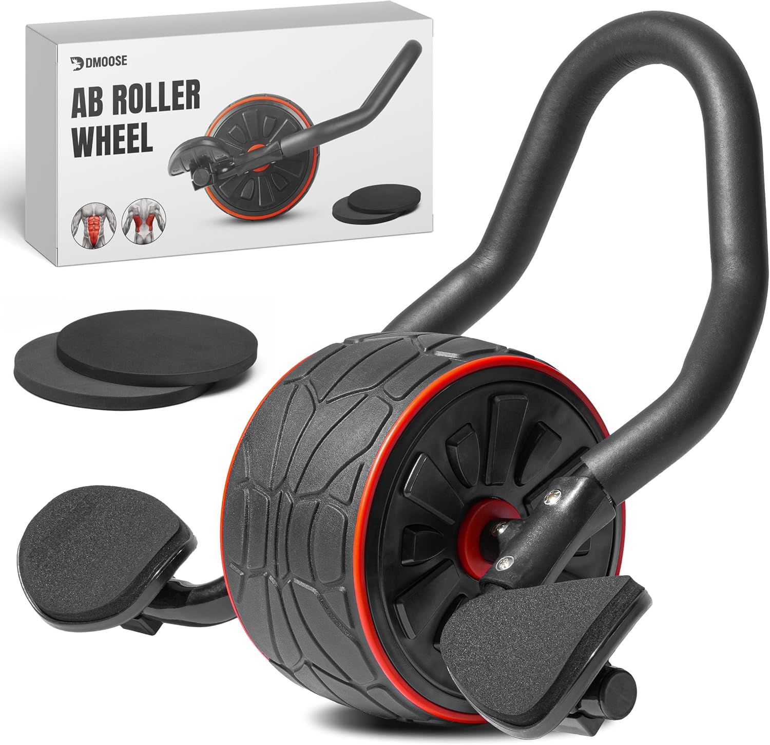 Dmoose Ab Roller Wheel, Ab Workout Equipment for Abdominal & Core Strength Training, Ab Wheel Roller for Core Workout, Home Gym, Ab Machine with Knee Pad for Home Workout & Home Gym Accessories (Grey)