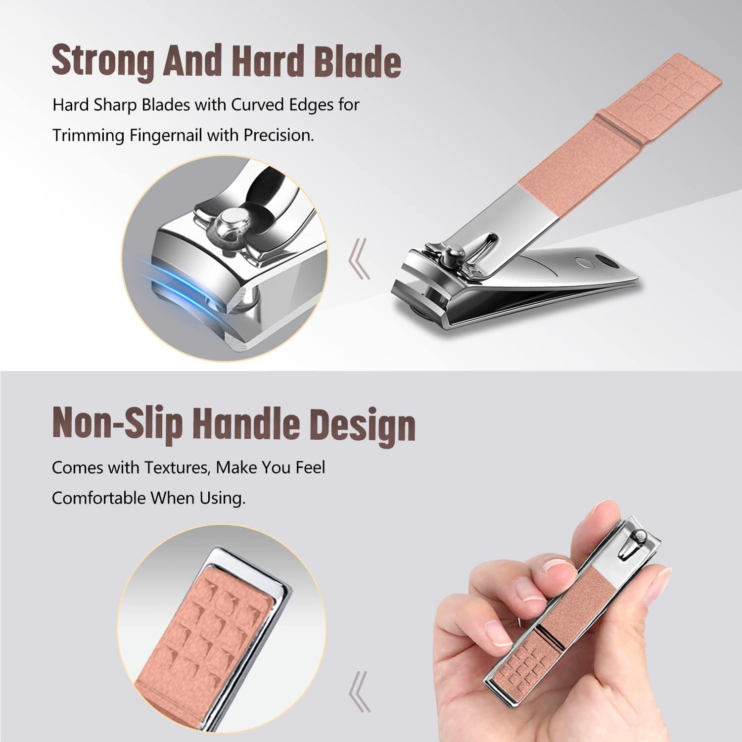 Professional Manicure Kit - 26 in 1 Pedicure Kit with Nail Clippers, Stainless Steel Nail Care Set for Women - Pink - Black image number 3