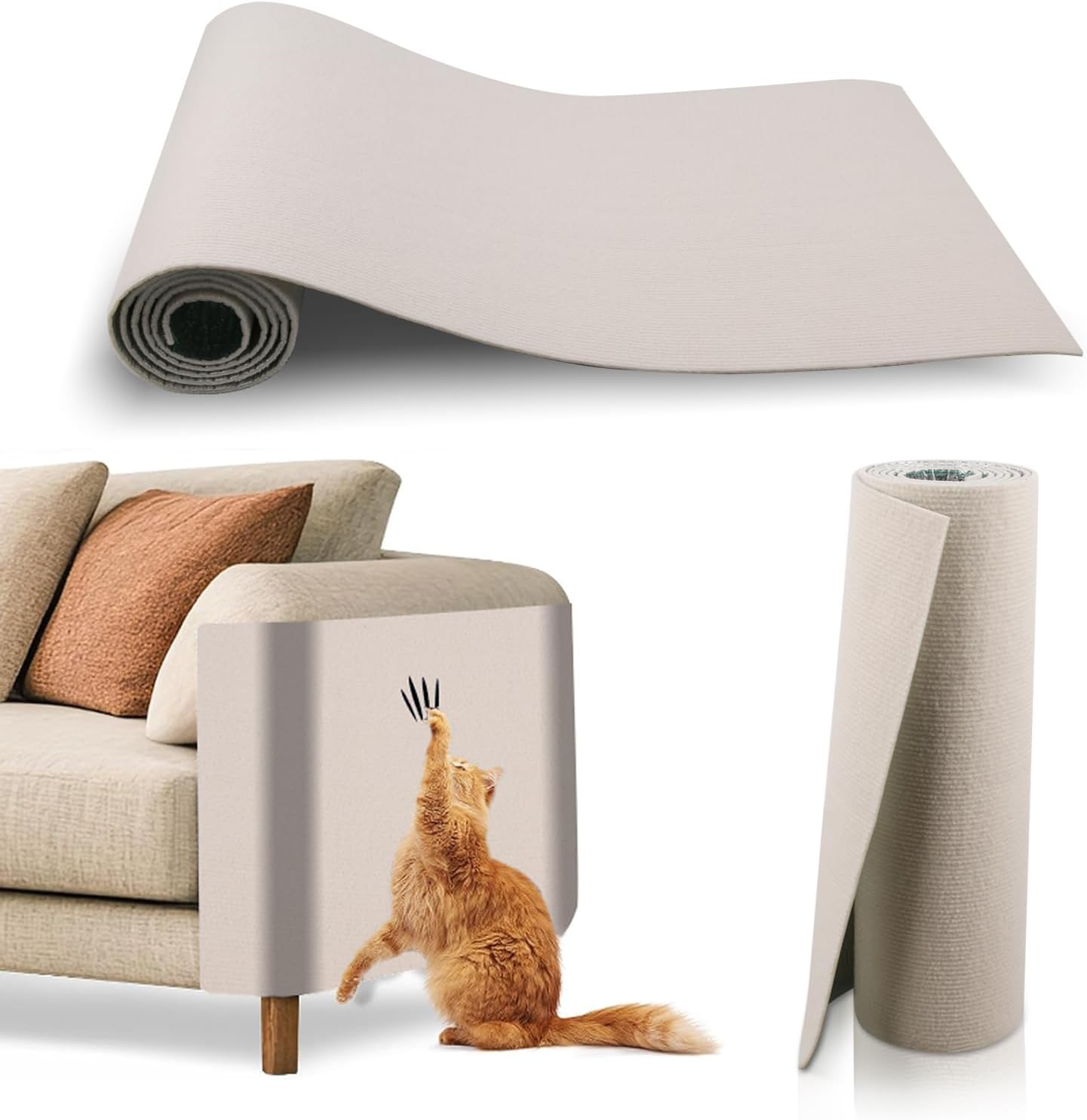 YIEMI Cat Scratch Couch Furniture Protector, 40X200Cm Cats Scratch Mat with Self-Adhesive Backing,Trimmable DIY Scratching Pads(Black)