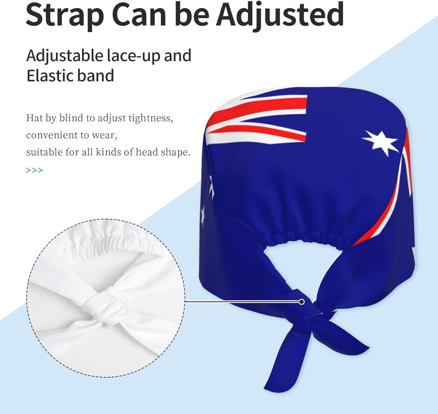 WHJDPP Australian Flag Printing Cleaning Working Cap Chef Hat for Women and Men, for Surgical, Nursing Black image number 6