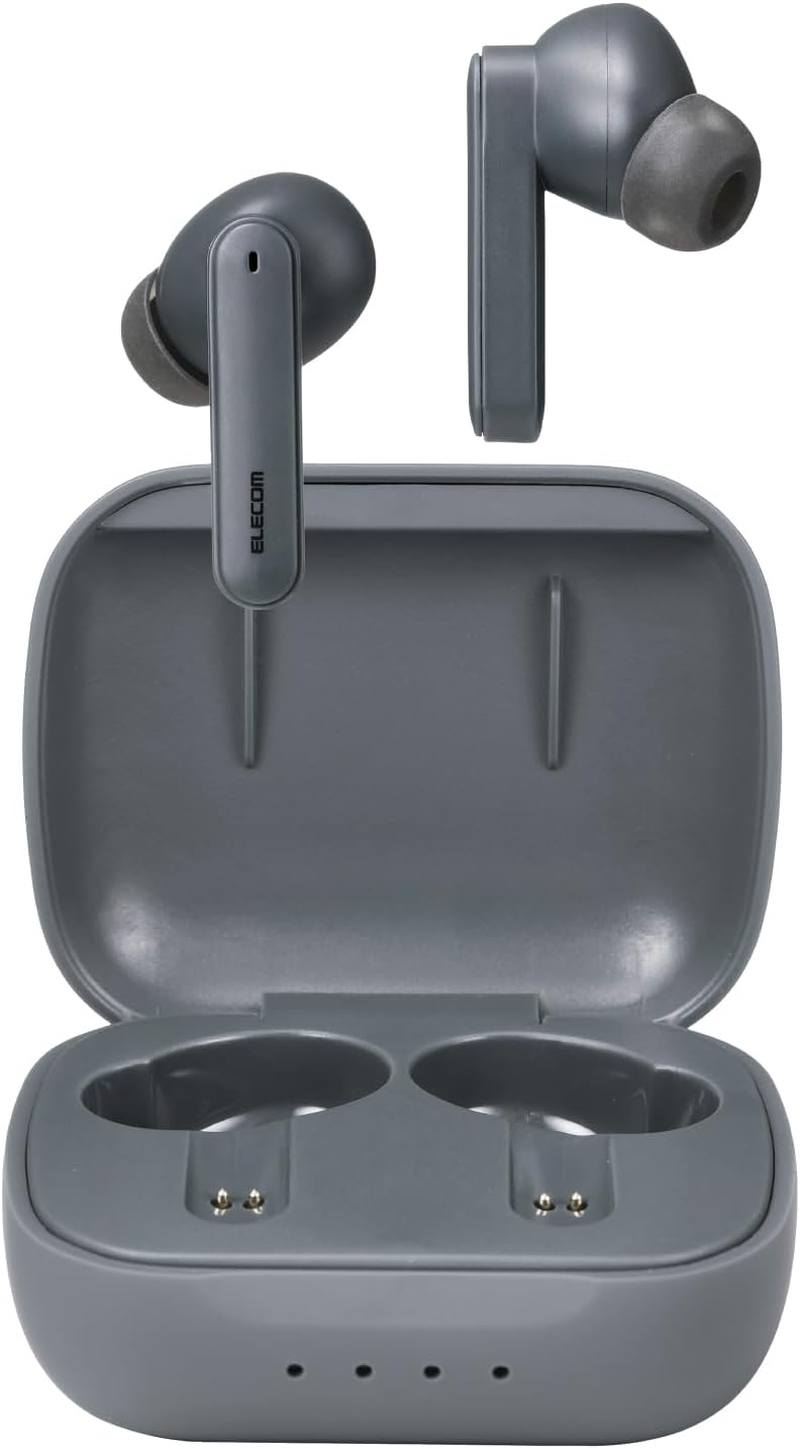 Elecom LBT-TWS18BK Bluetooth Wireless Earphones, Noise Cancelling, High Resolution Compatible, IPX4 Waterproof, Earplugs, Low Latency, External Sound Capture, Touch Operation, Hands-Free Calling, Auto