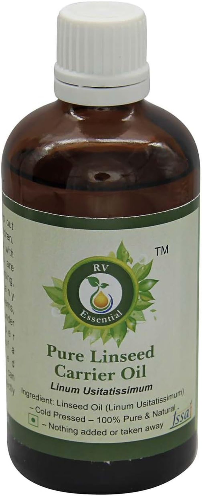 Linseed Oil | Linum Usitatissimum | 100% Pure Natural | for Painting | for Hair | Cold Pressed | 15Ml | 0.507Oz by R V Essential image number 2