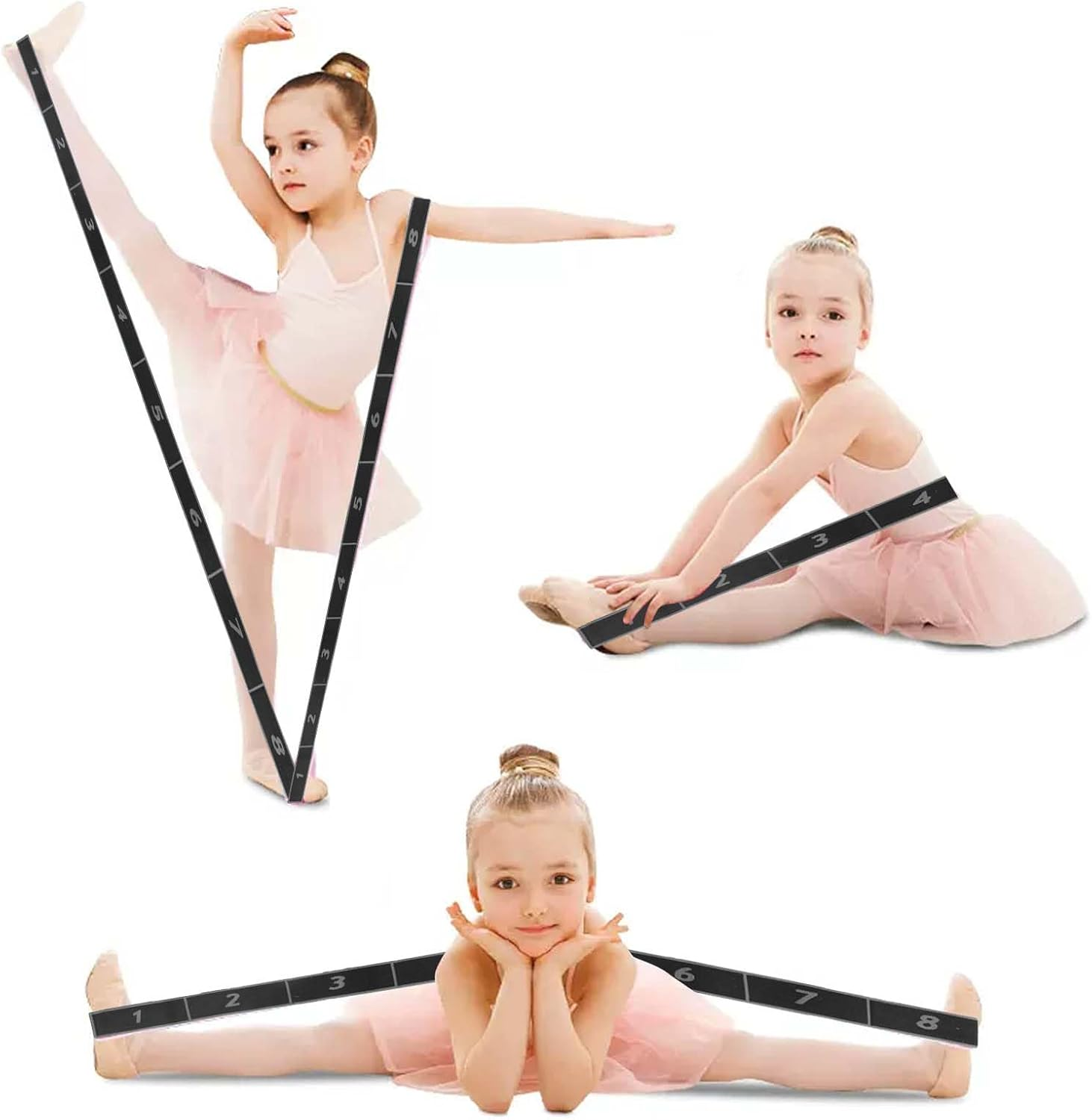 Yoga Stretching Strap, Stretching Band with 8 Loops, Yoga Stretch Strap, Fitness Stretch Band, Highly Elastic Gymnastics Band for Pilates, Dance, Gymnastics, Effective Stretching (Grey) image number 3