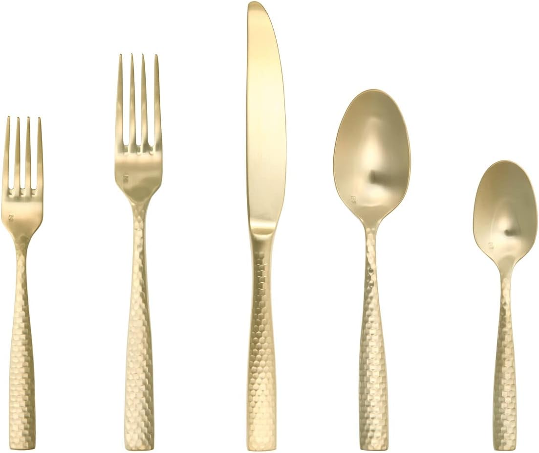 Fortessa Lucca Flatware Set, 20-Piece, Faceted Stainless
