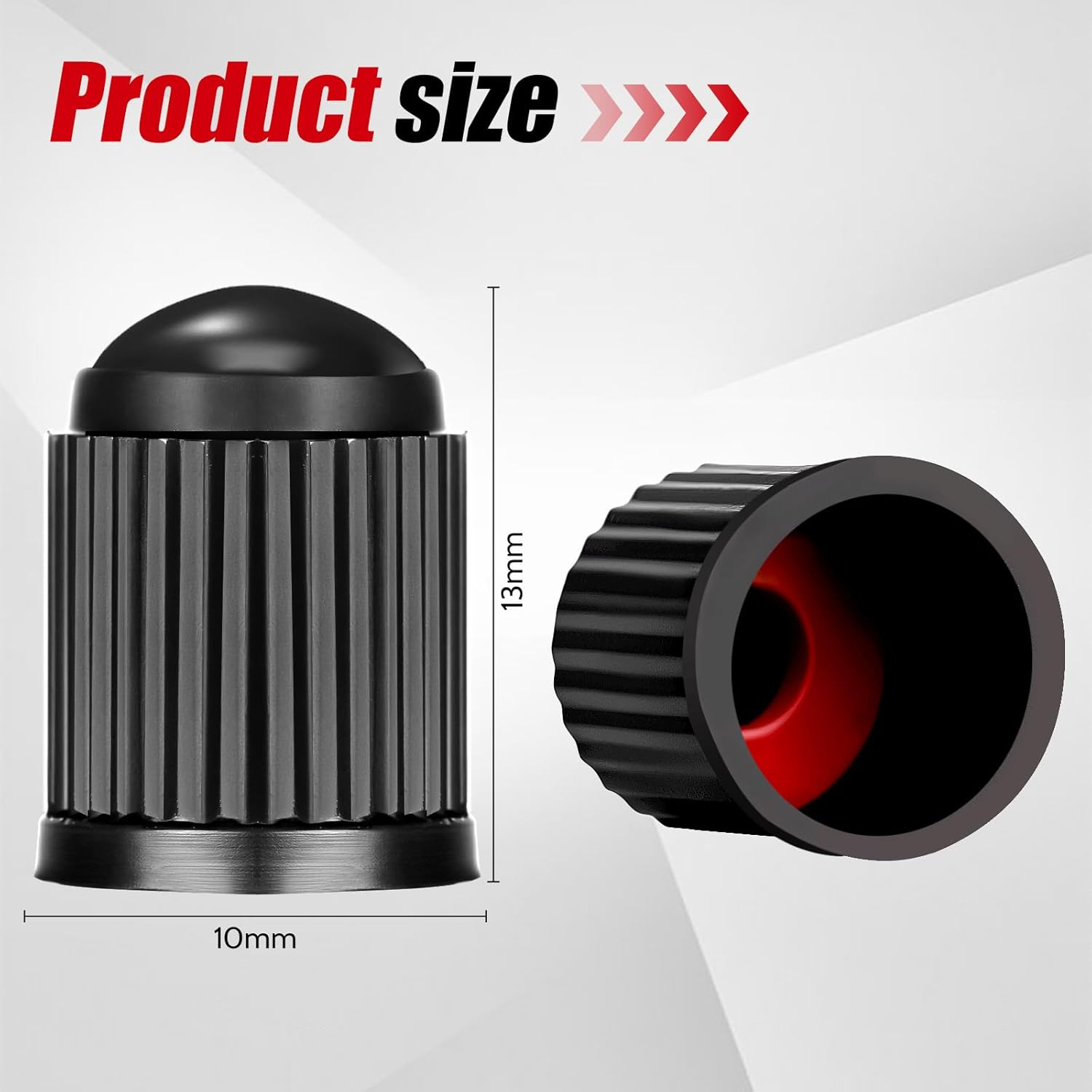 100PCS Tire Valve Caps, Valve Stem Caps with O Rubber Ring, Tire Caps Are Suitable for Bicycles, Cars, Motorcycles, Suvs and Trucks (Black) image number 5