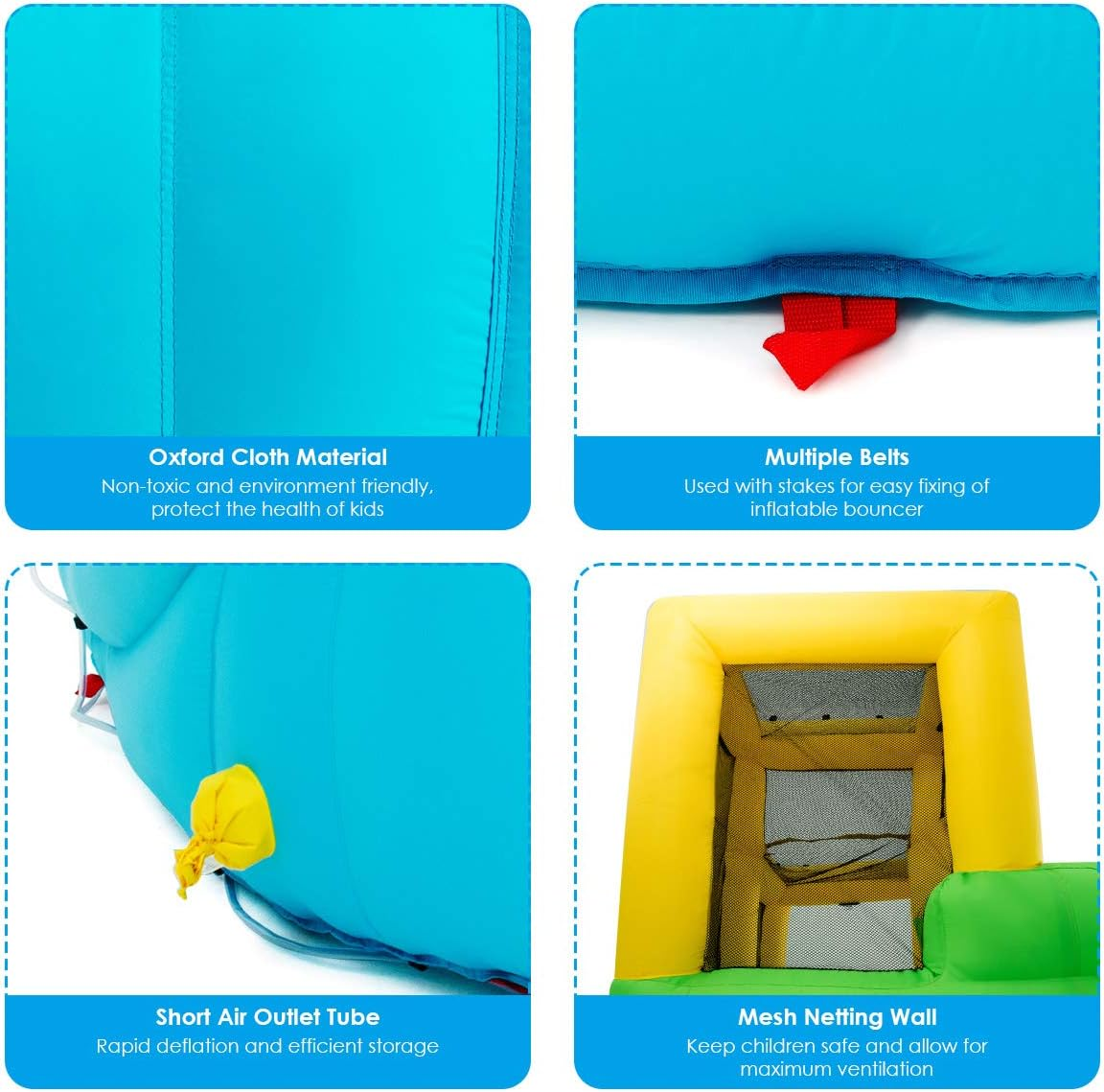 HONEY JOY Inflatable Water Slide, 6 in 1 Inflatable Castle Water Park W/Climbing Wall, Basketball Rim, Large Bounce House, Splash Pool, Water Cannon, Kids Water Slides for Backyard (Without Blower)