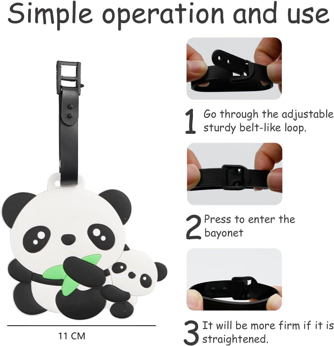 Lovely Panda Family Luggage Tag for Travel Backpack, Suitcase, School Bag, 2 Pieces image number 2