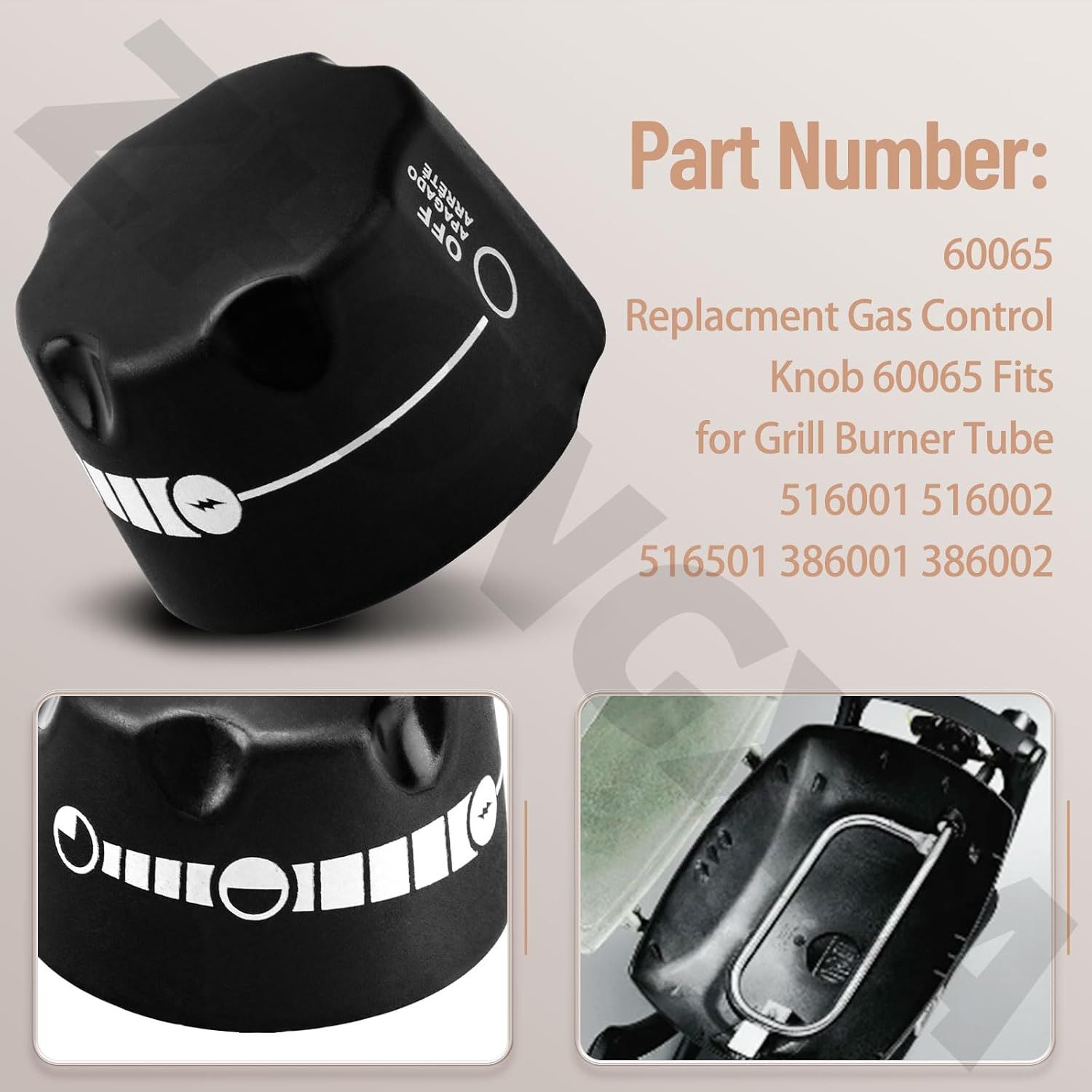 Replacment Gas Control Knob 60065 Compatible with W-Eber Q 1000 Q 1200 Q100 Q120 Gas Grill (2-3/8" in Diameter) image number 3