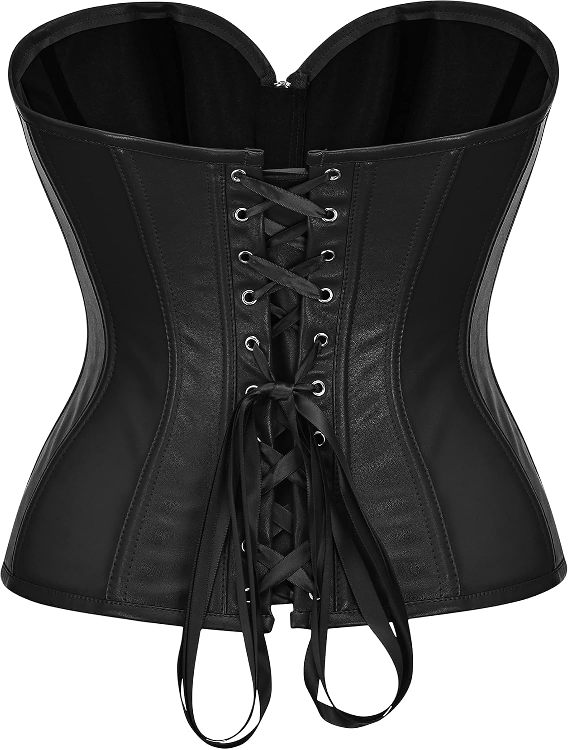 BSLINGERIE Womens Faux Leather Zipper Front Bustier Corset image number 2