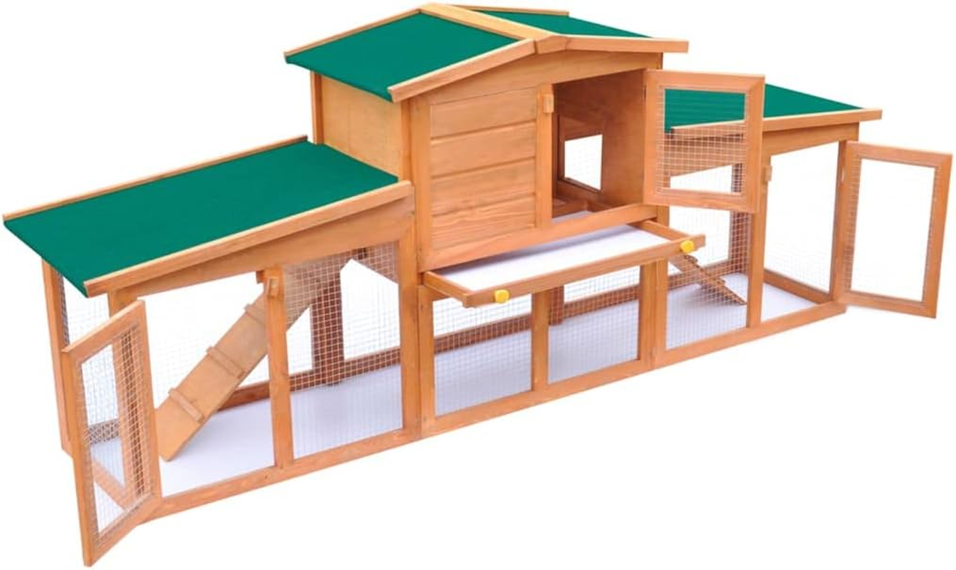 Large Rabbit Hutch Small Animal House Pet Cage Wood Outdoor Indoor Enclosure