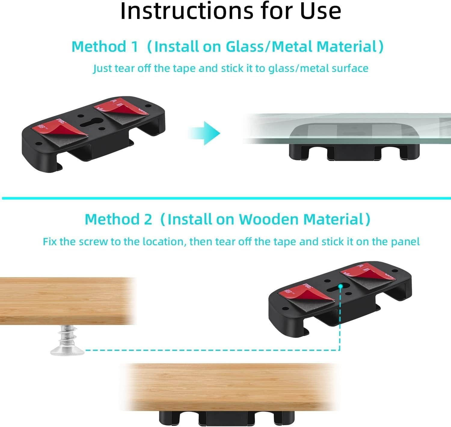 JCZD 2 Pcs under Desk Controller Holder Replacement Compatible with PS4 PS5 - Black ABS under Desk Mount (9X3.9X1.3Cm) image number 4