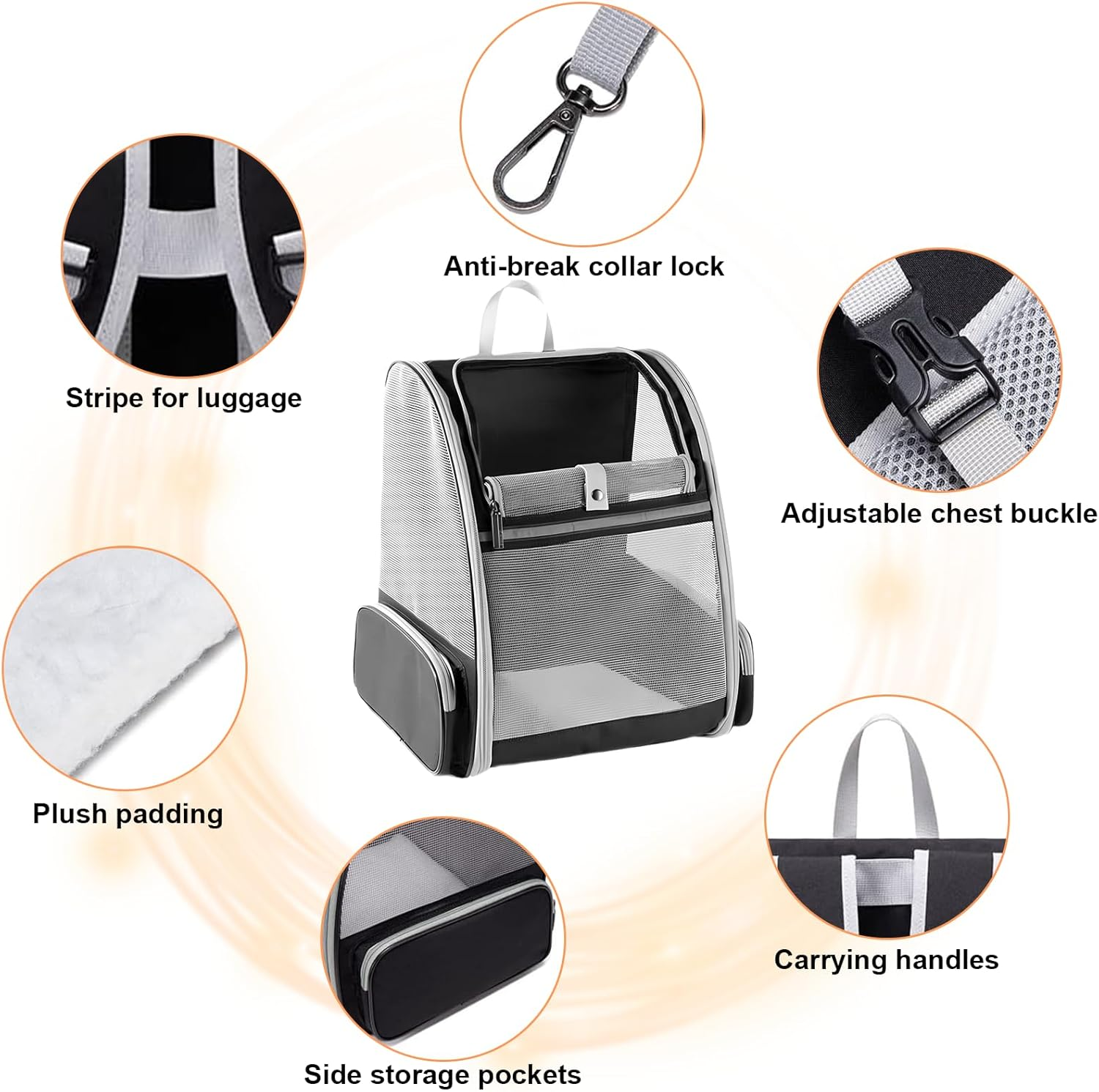 Cat Carrier Backpack, Pet Carrier Backpack for Small Pet Cat Dog Puppy Kitten, Dog Backpack Mesh Cat Bag Breathable Pet Carrier Bag for Hiking Travel Outdoor Walking image number 5