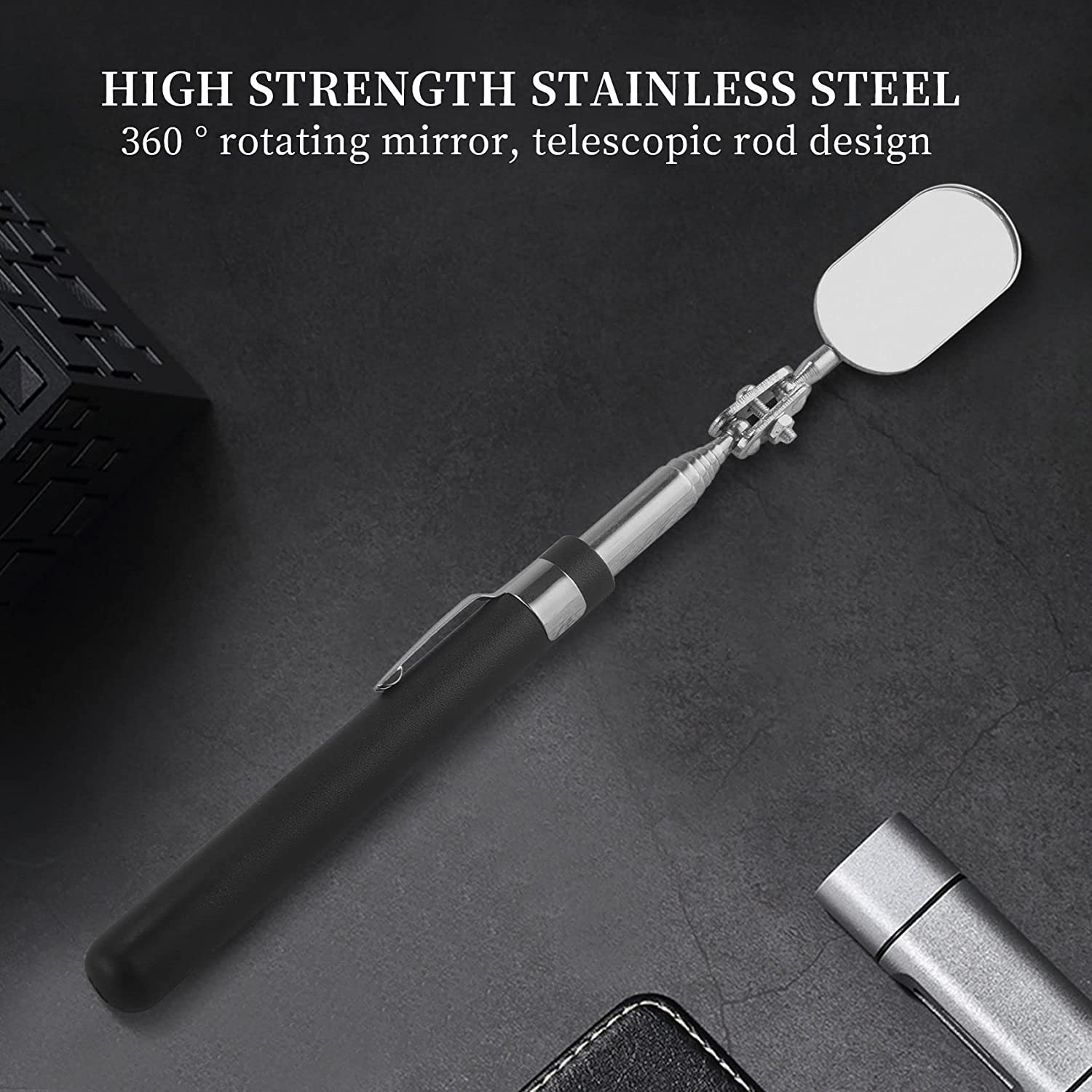 3 Pieces Telescoping Observe Mirror Inspection Tool for Check the Condition of the Vehicle(Oval) image number 5