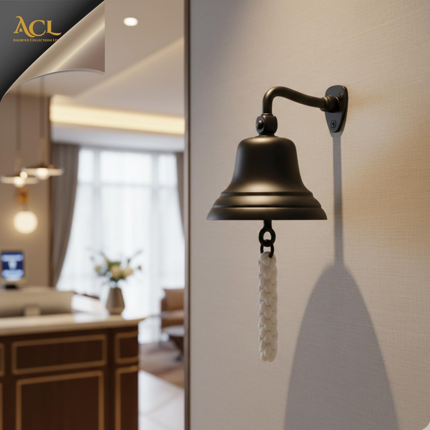 Assorted Collection Last Order Bell - Bar Accessories for Home Pub Handbell Wall Mounted Barbell Nautical Decorations &ndash; Unique Black Bell with Crisp Loud Sound Ideal for Christmas, Reception, Pubs 6"