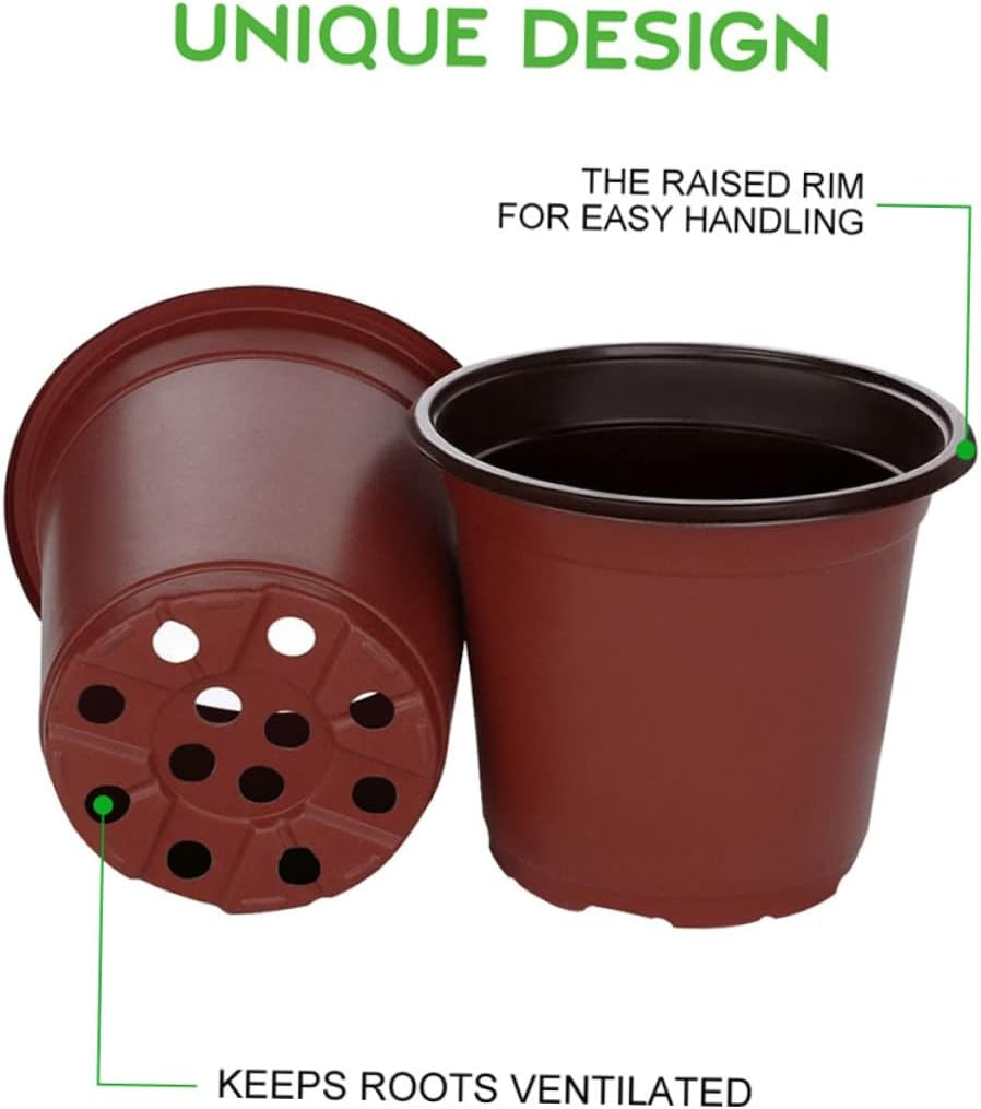 GANAZONO 20Pcs Plastic Flower Pots Drainage Holes Two-Color Nursery Planter Pots Indoor Outdoor Garden Plant Containers 130X97X116Mm Suitable for Succulents Cactus Herbs image number 6