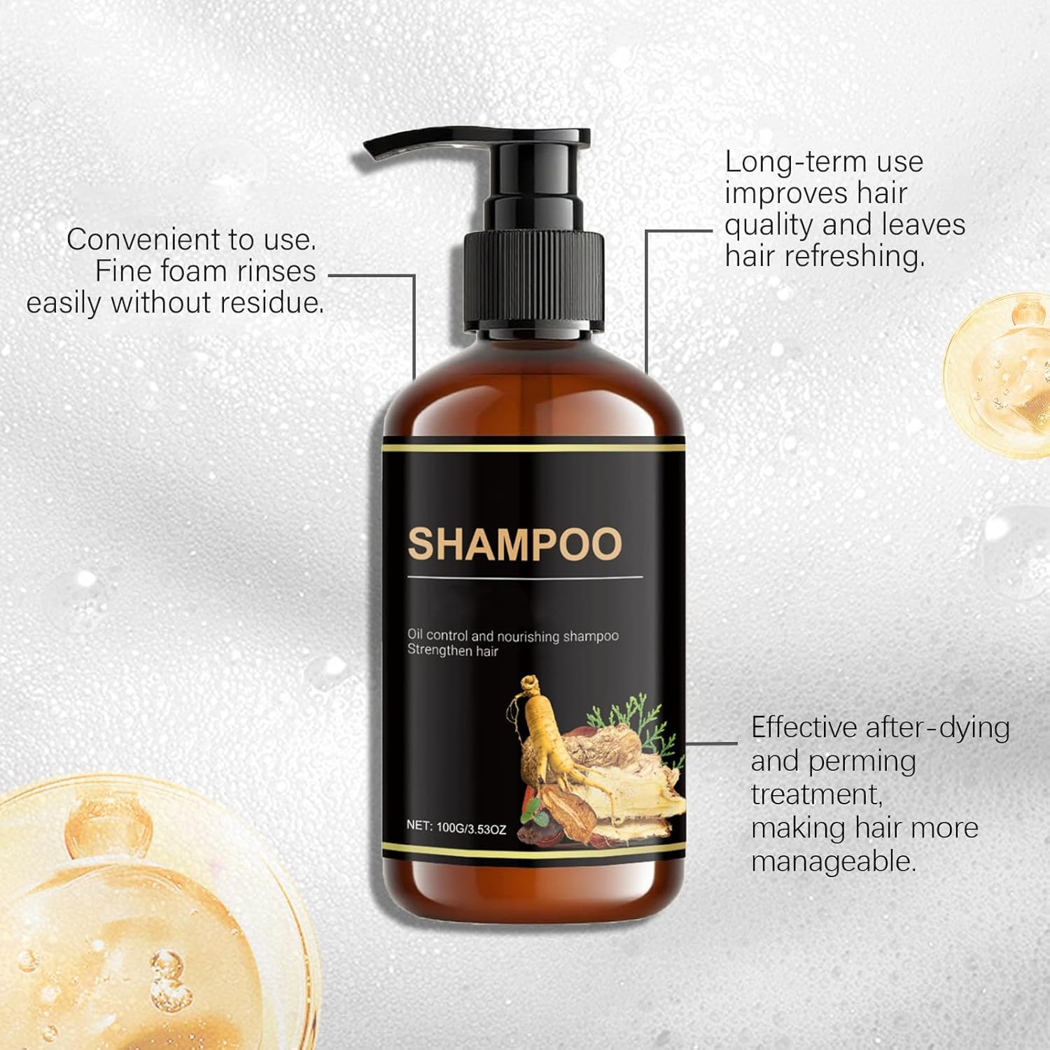 Oil Controlling and Nourishing Shampoo, Thickening Shampoo with Rosemary and Ginger Extraction, Thicken Thinning Hair and Reduce Breakage & Dull Hair, Deeply Cleansing and Nourishing (1Pcs) - 1Pcs image number 5