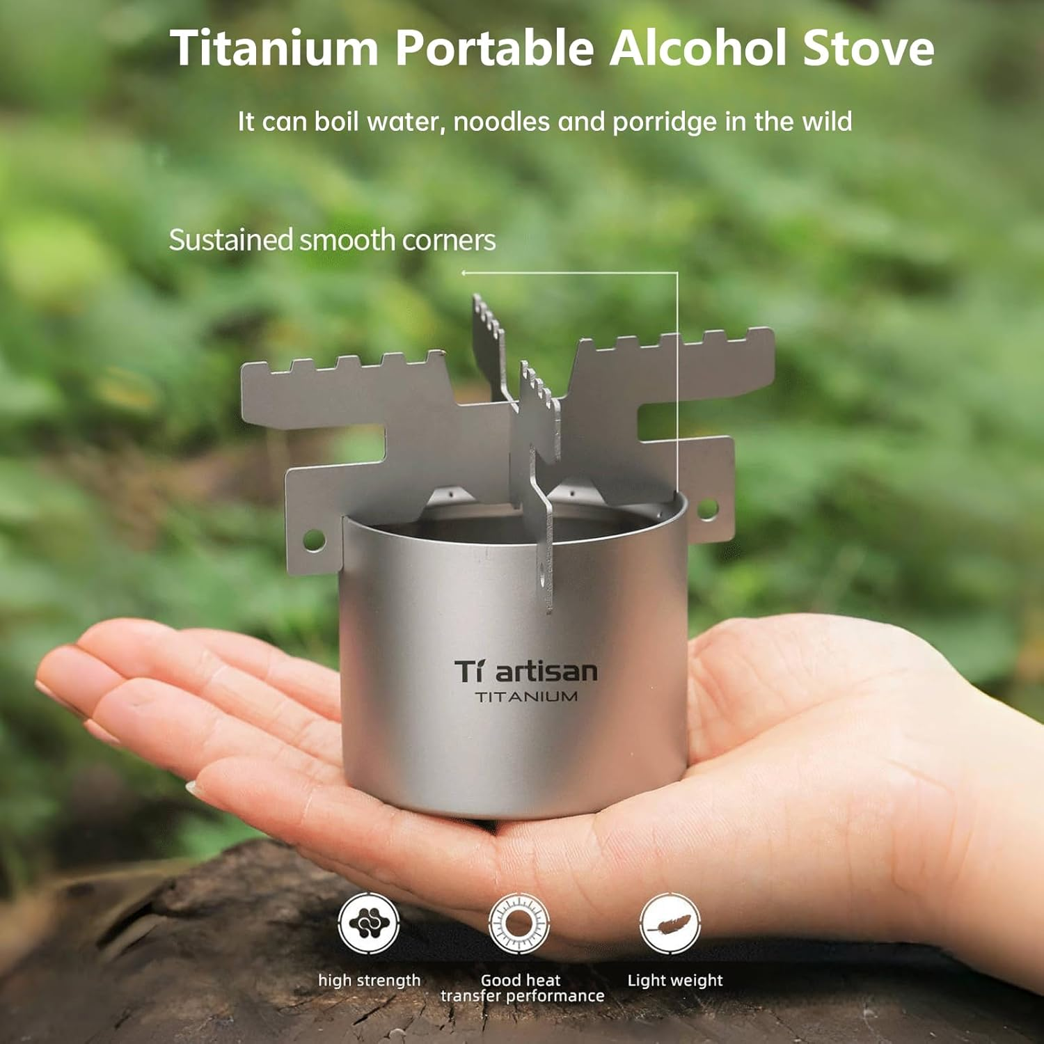 Ti Artisan Titanium Alcohol Stove with Cross Stand Portable Lightweight Stove for Outdoor Camping Hiking image number 1