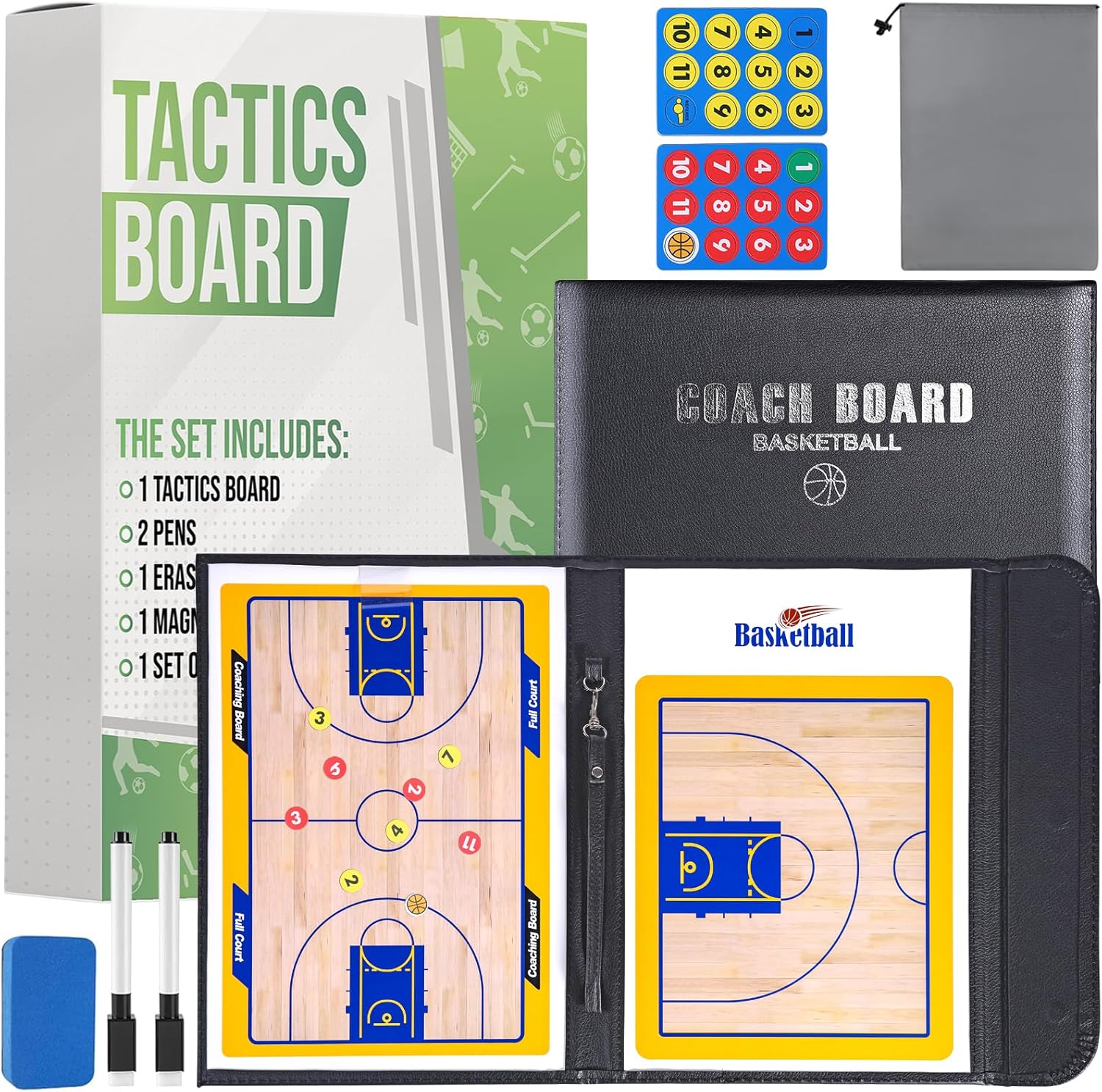 ZPU Soccer Coaching Board, Magnetic Soccer Clipboard for Coaches, Portable Foldable Soccer Tactics Board with Dry Erase, Marker Pen and Magnets, for Teaching and Game Plan