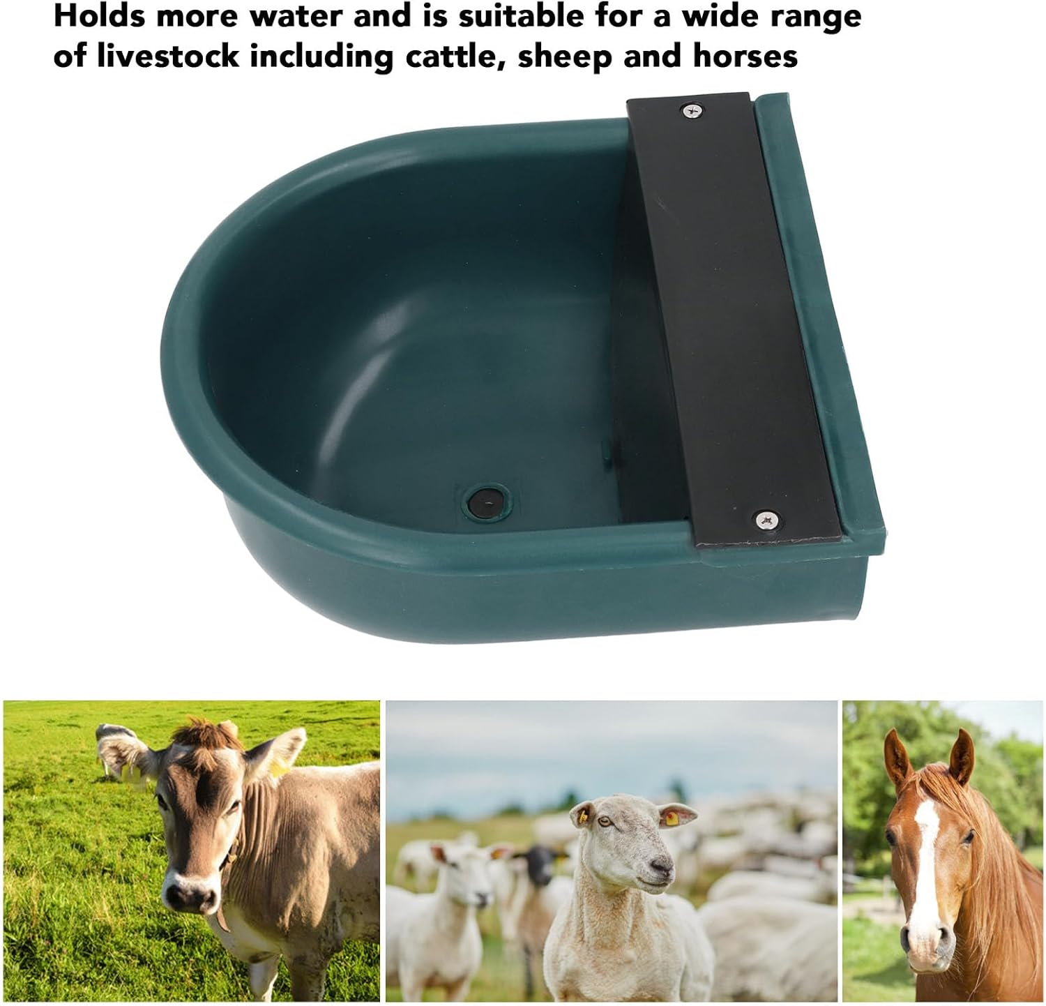 Automatic Waterer Bowl, Large Capacity Livestock Water Trough Bowl with Drainage Hole for Cattle Sheep Horse, Large Horse Waterer Automatic Water Dispenser Bowl for Sheep Dog image number 5