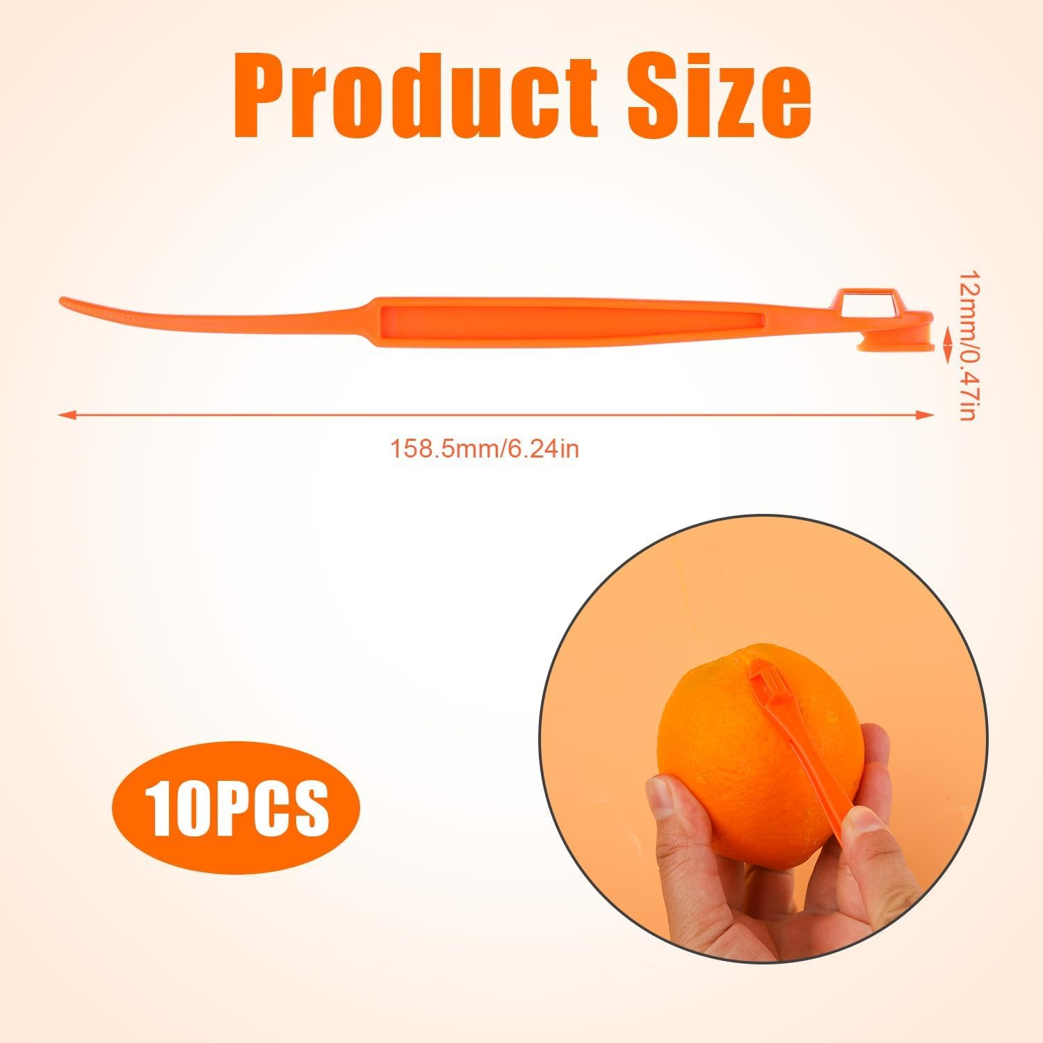 MJIYSGS 10Pcs Orange Peeler Tool, Long Handle Serrated Citrus Peel Cutter Easy Hold Plastic Vegetable Lemon Slicer Fruit Opener Remover Kitchen Gadget Chef Tools image number 1