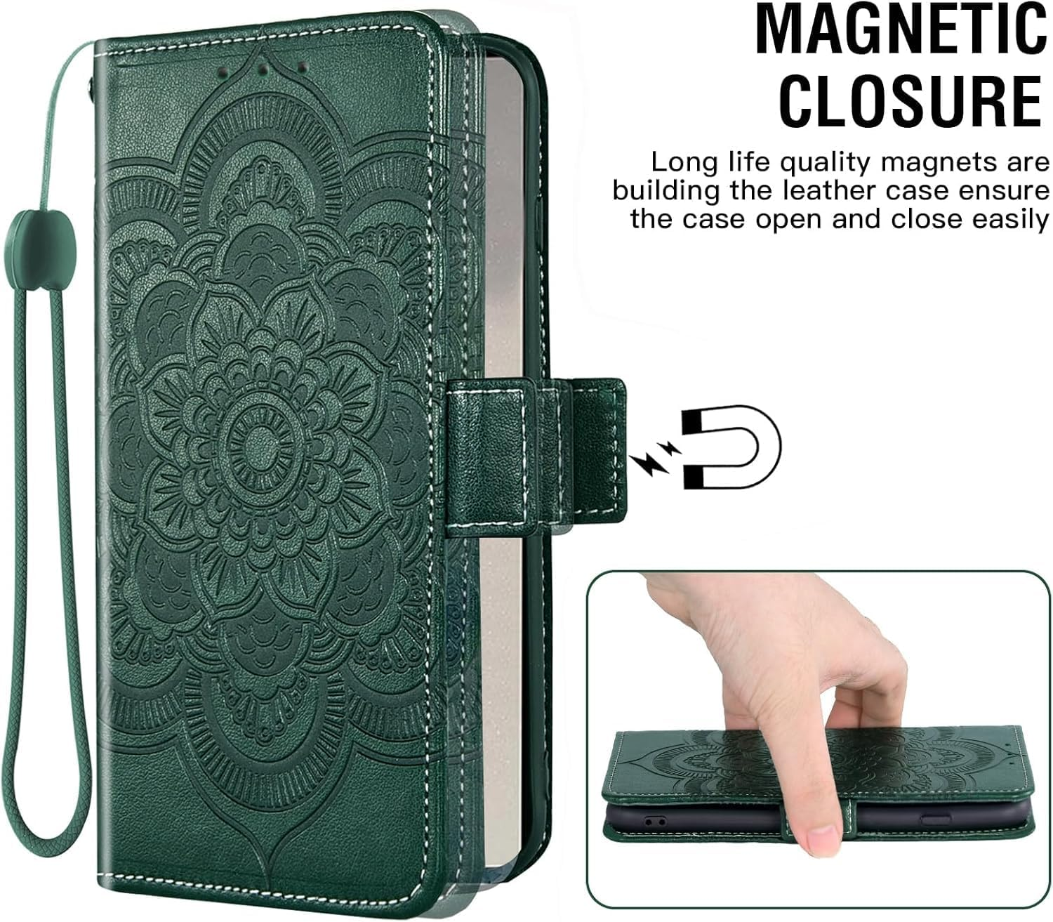 Asuwish Mobile Phone Case for Iphone 17 Pro, Case with Glass Film, Screen Protector, Card Slot, Foldable, Leather Wallet, Stand, Iphone 17 17Pro, Mobile Phone Case, Mandala Protective Cover, Phone - Blue image number 3