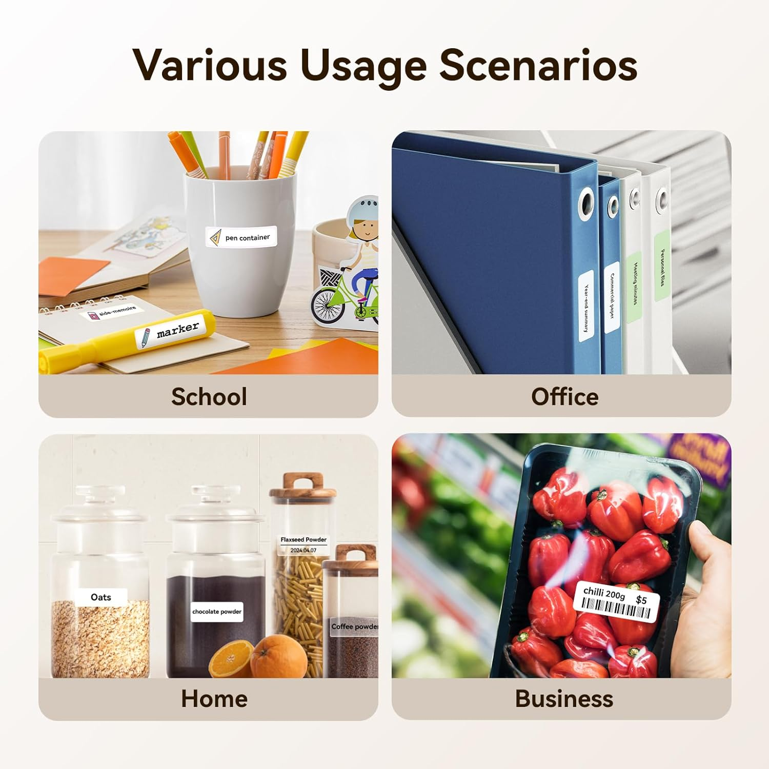 NIIMBOT D110 Upgraded Label Maker, Mini Label Printer, Portable Label Maker Machine with Tape Bluetooth Thermal Labelling Machine Small Sticker Printer for Home Kitchen School Office Store, White image number 1