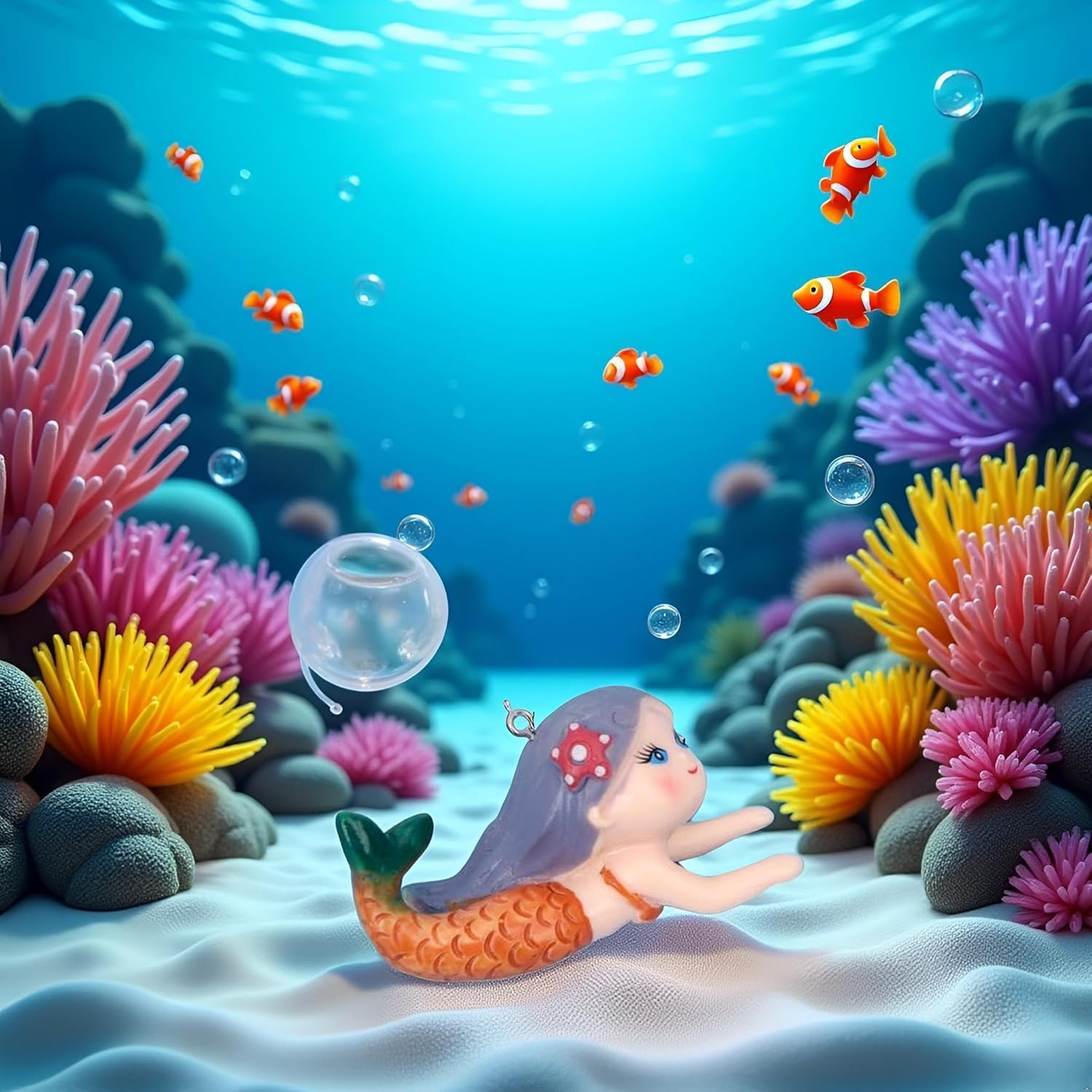 Pchnfei Floating Fish Tank Decor, Aquarium Fish Mermaid, Ornaments, Eye Catching Decoration, Aquatic Pets Cartoon, Miniatures Figures For, Aquarium D&eacute;cor Thematic Ornaments image number 1